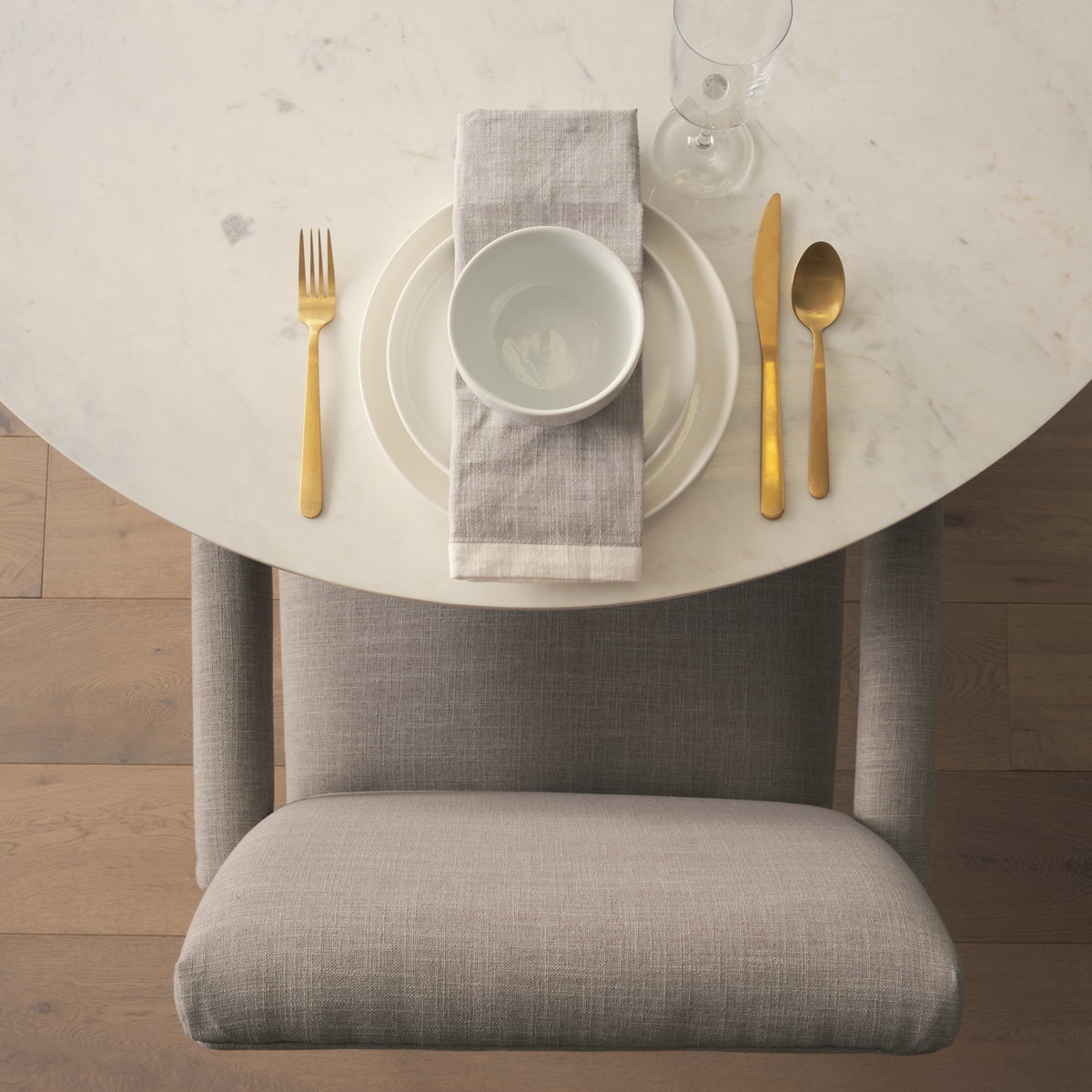 Palisades Curved Back Dining Side Chair | Grey Fabric with Brown Wood, Dining Chair by Mercana, 23.75" length x 28" width x 36" height View 4