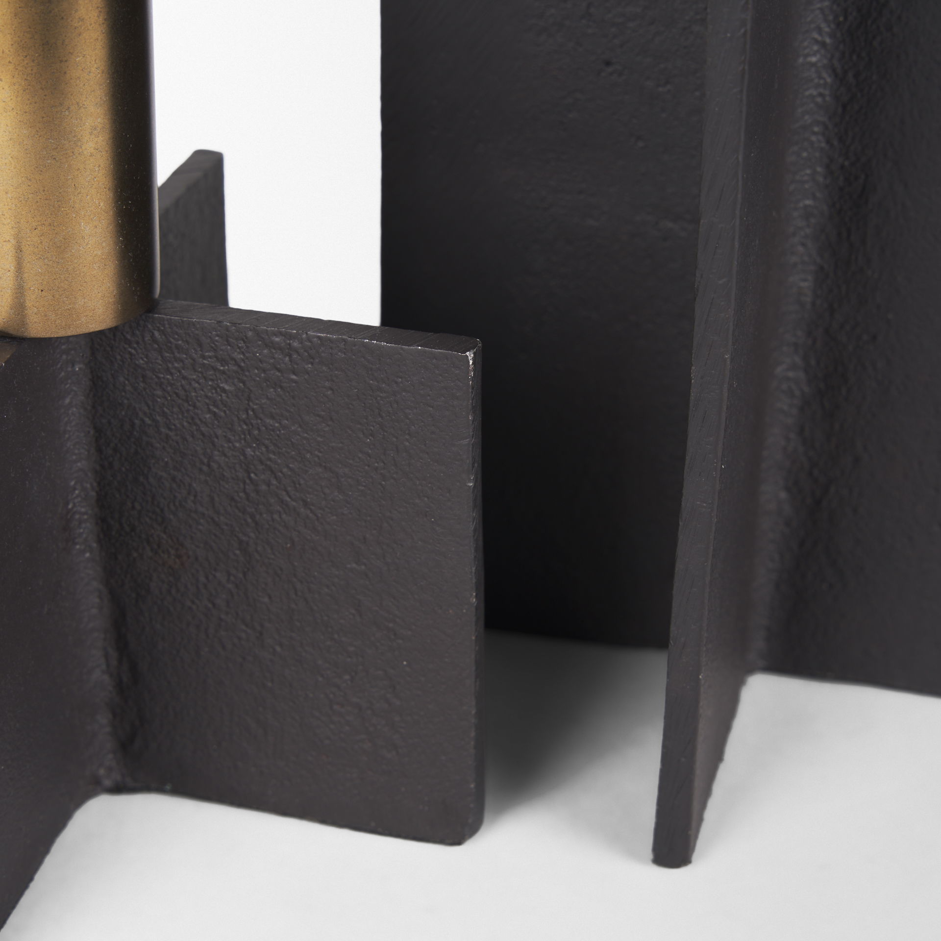 Pia Matte Black with Brushed Gold Metal Taper Candleholder (Set of 2) large image 