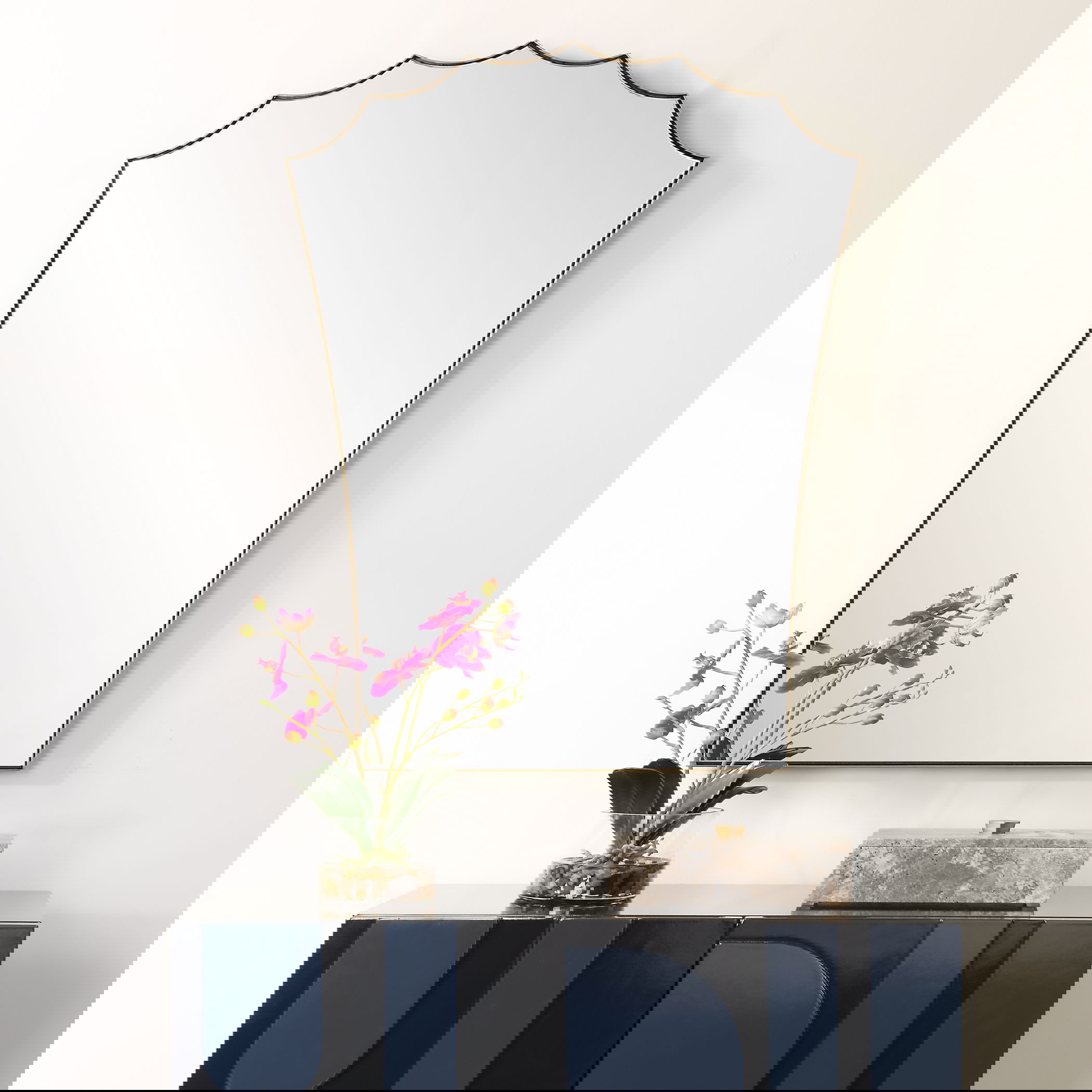 Monarch Scalloped Arched Vanity Mirror, by Uttermost, 24" width x 30.5" height x 1" depth View 2