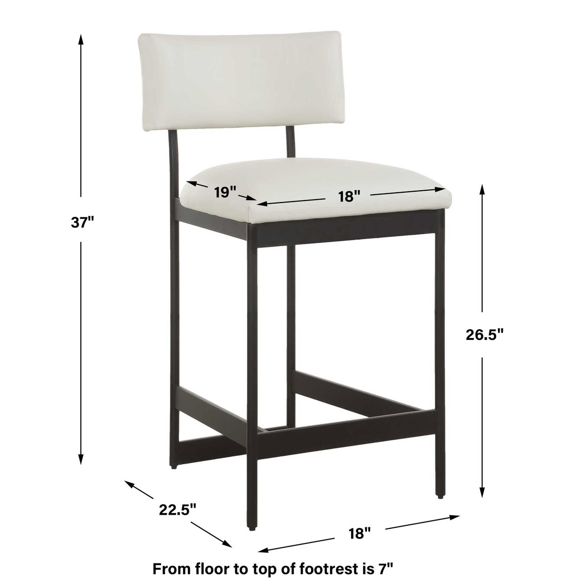 Apsley Black Counter Stool, Counter & Bar Stool by Uttermost, 18" width x 37" height x 22.5" depth View 2