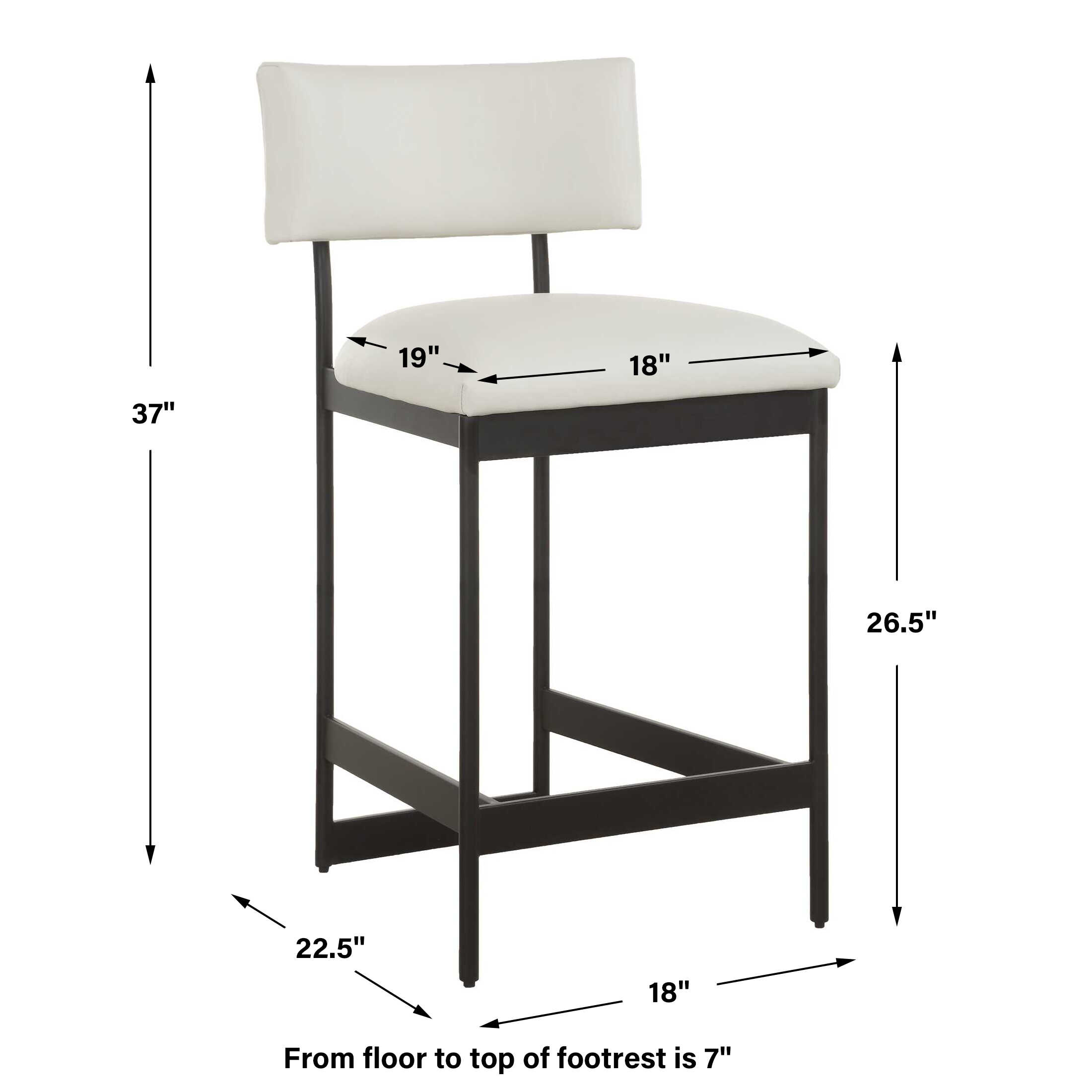 Apsley Black Counter Stool, Furniture by Uttermost, 18" width x 37" height x 22.5" depth View 2