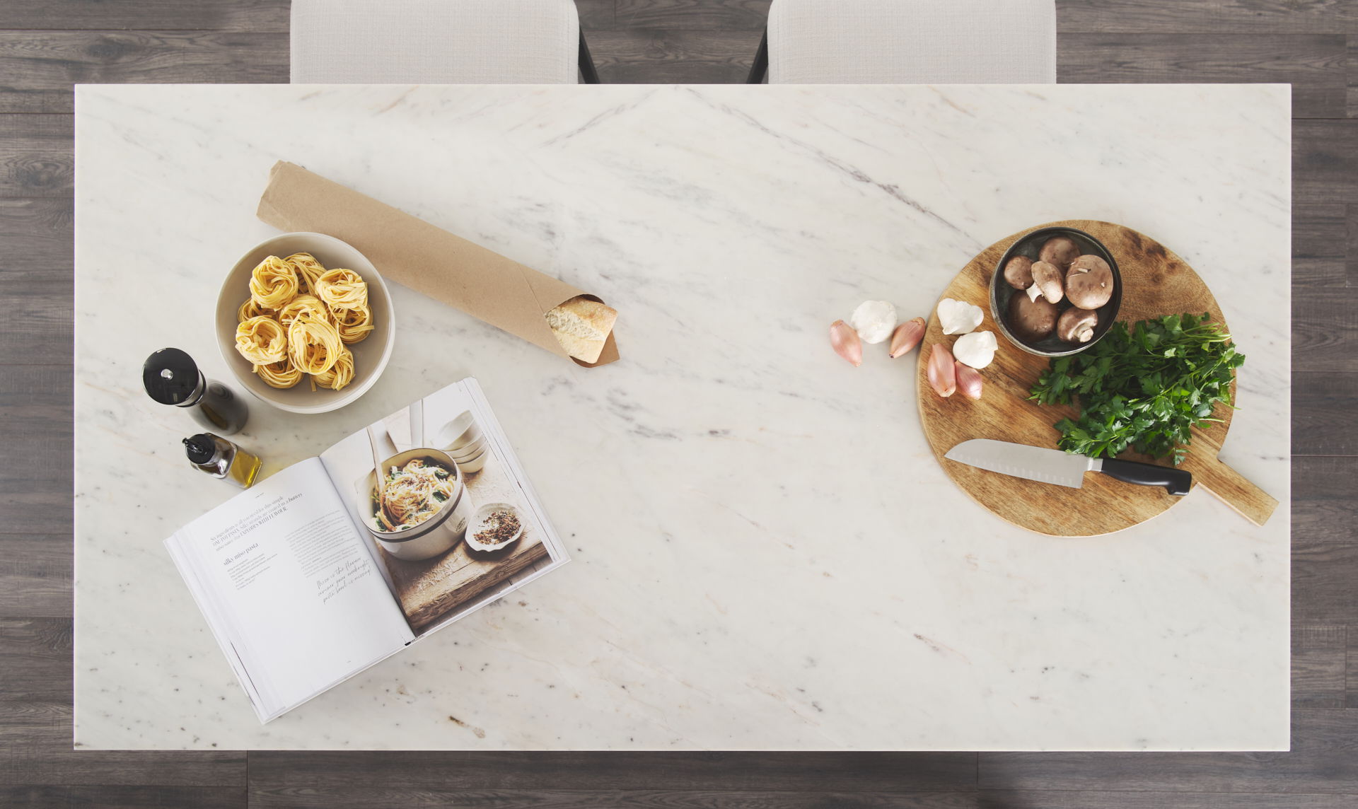 Amika White Marble Top Black Metal Base Kitchen Island, by Mercana, 62" length x 34" width x 36" height View 4