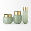 Minty   Green Glass Vase with Matte Gold Metal Neck Cuff, by Mercana, 5.67" length x 5.67" width x 16.8" height thumbnail 4