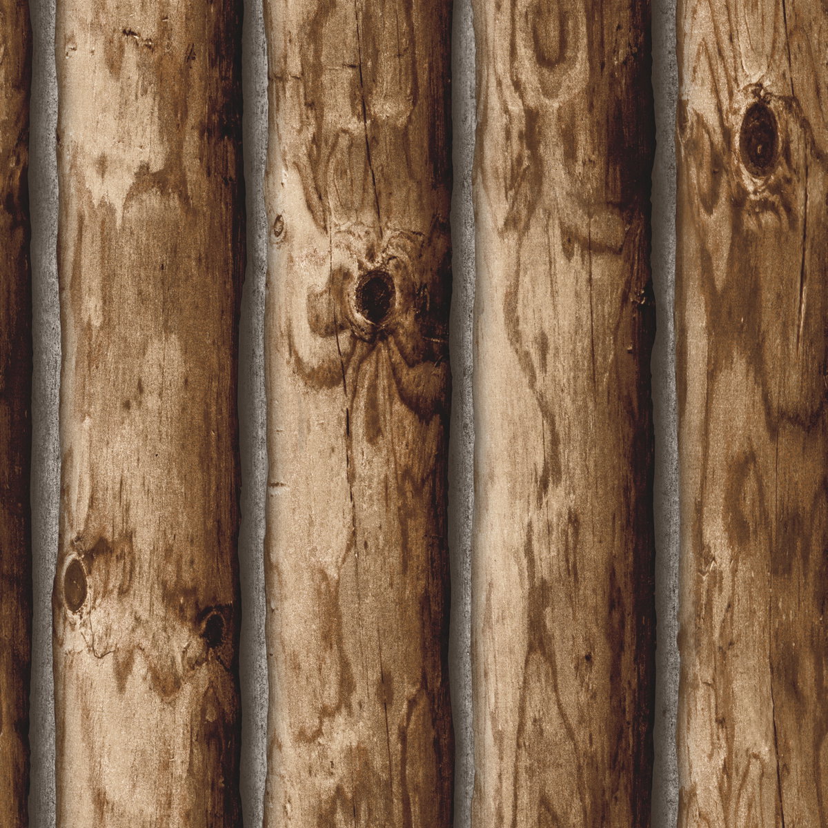 Cabin Logs Brown Peel & Stick Wallpaper, by York Wall, 16'6" length x 1'8.5" width x 0.02" depth