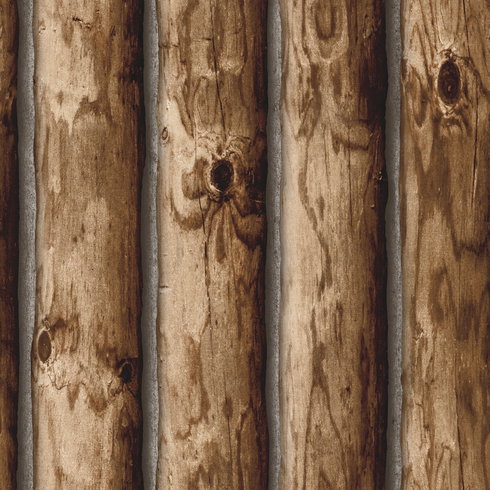 Cabin Logs Brown Peel & Stick Wallpaper