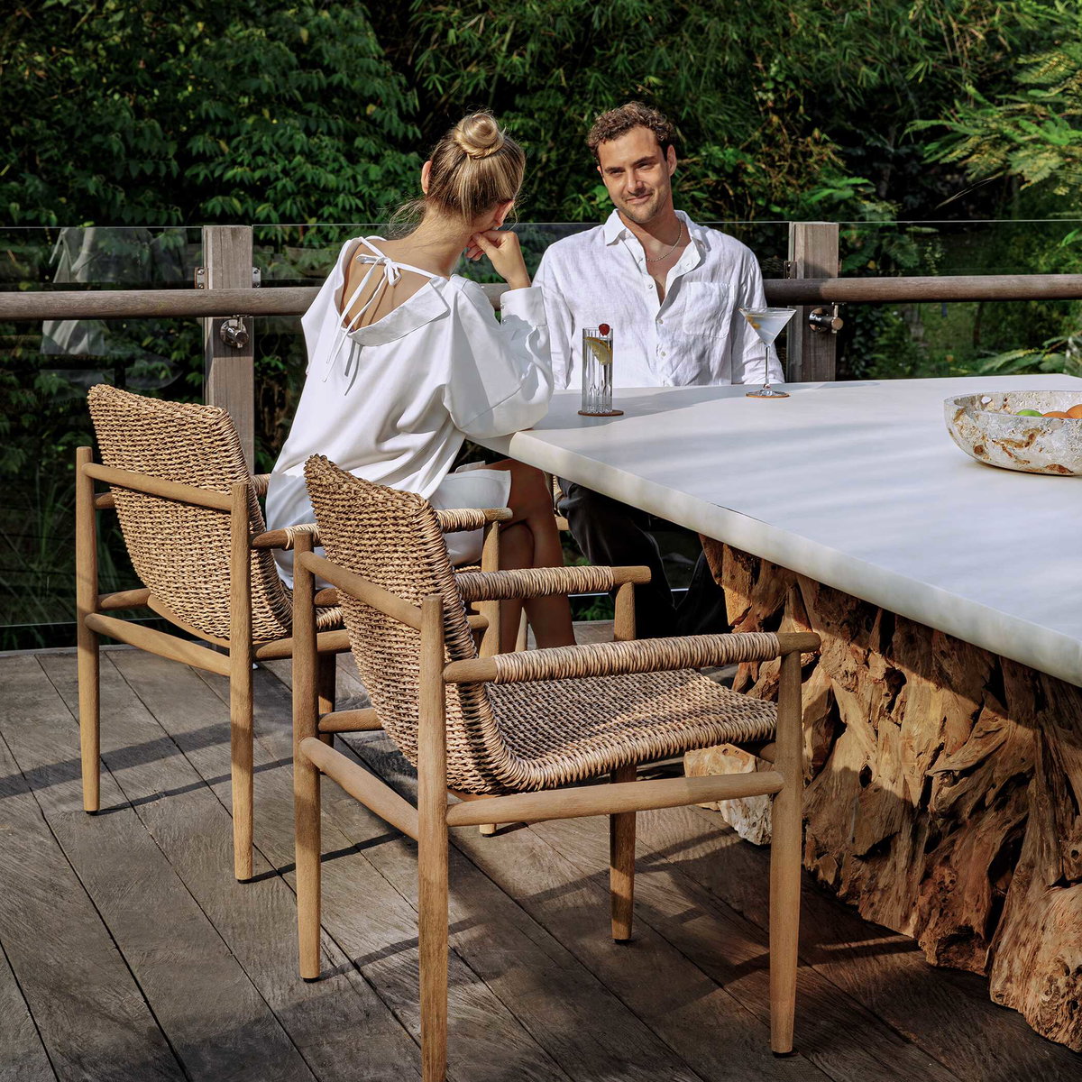 Sumba Golden Flax Outdoor Dining Chair, Outdoor Chair by Uttermost, 1'11.4" width x 2'8.8" height x 2' depth View 2