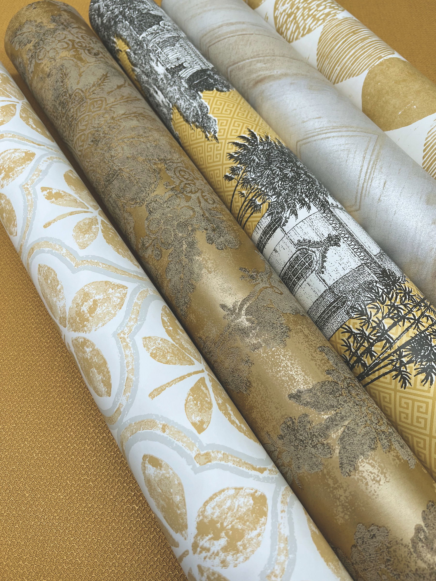 Charleston Damask Yellow Wallpaper large image 