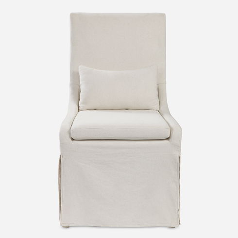 Coley White Linen Armless Chair