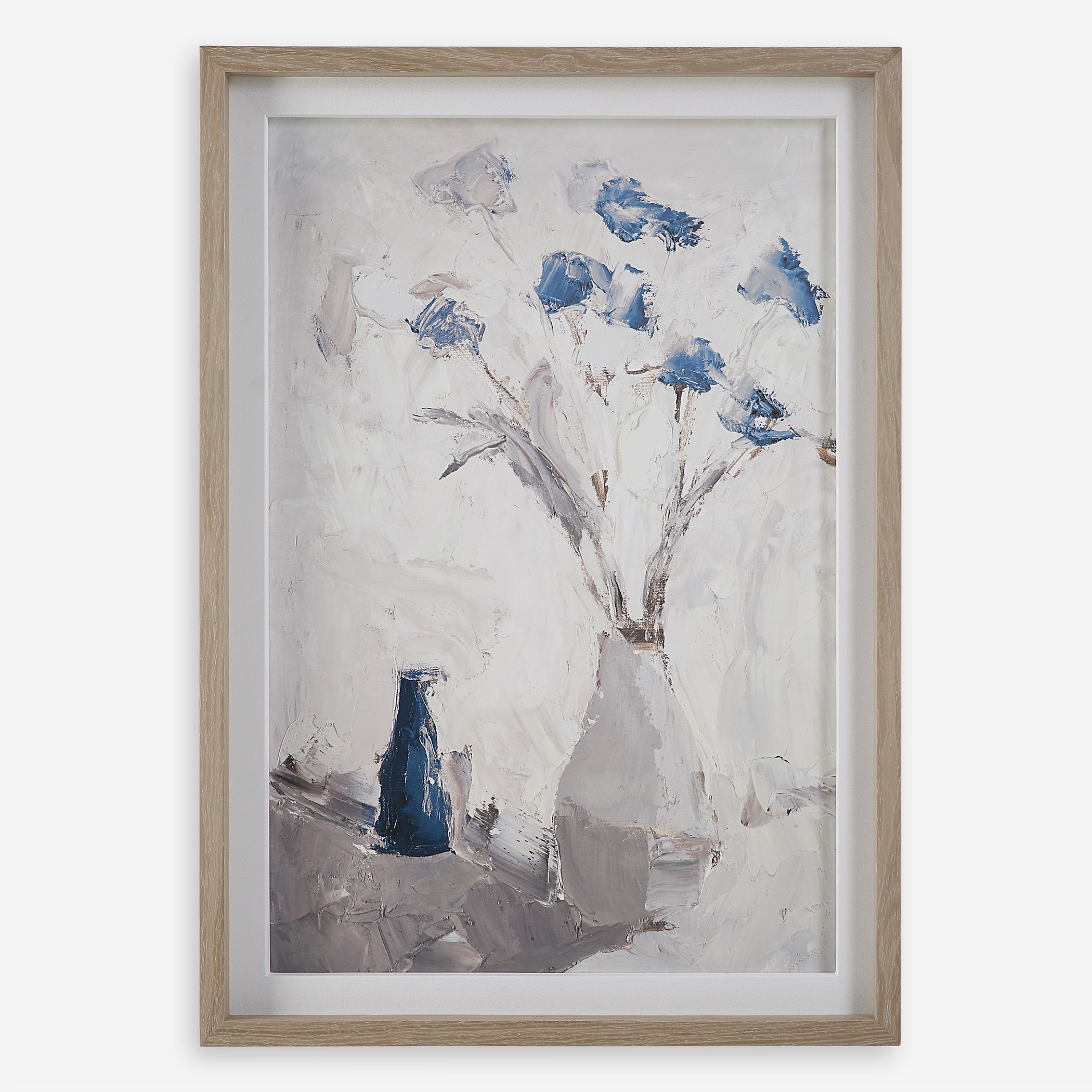 Blue Flowers In Vase Framed Print large image 