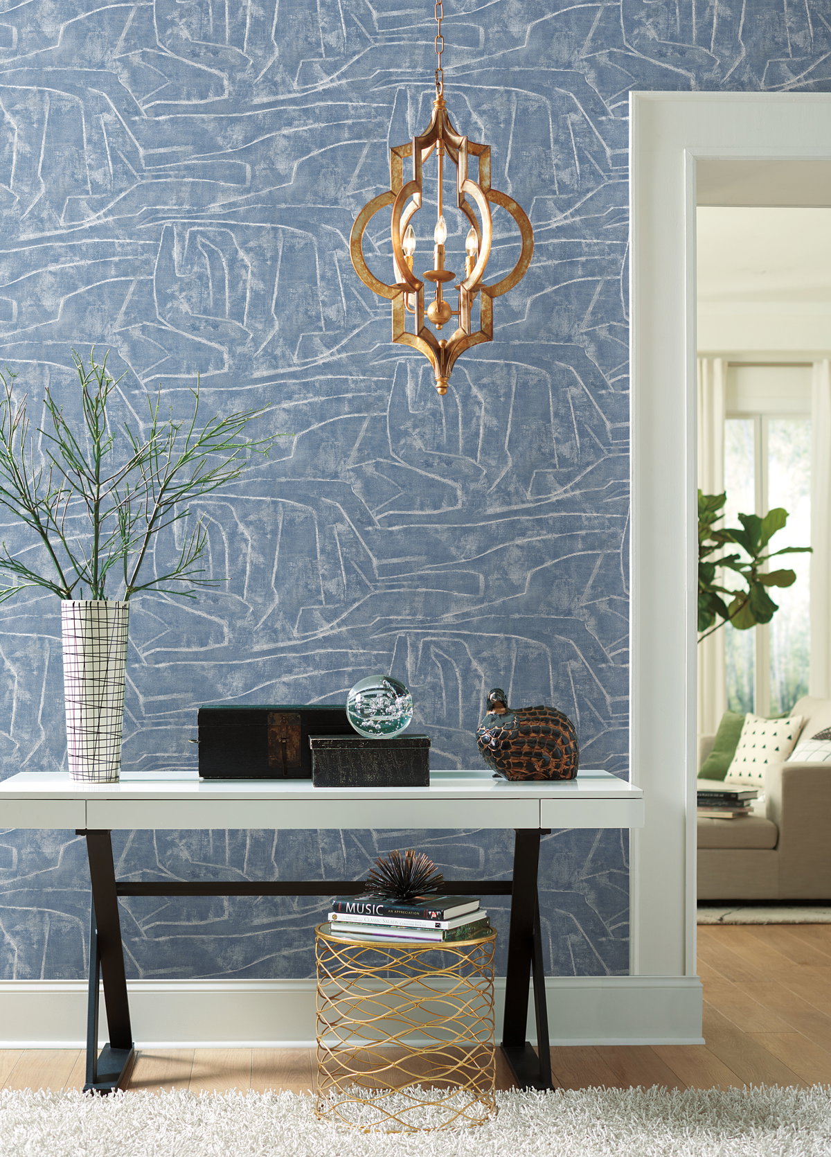 Urban Chalk Blue Peel & Stick Wallpaper, by York Wall, 20' length x 1'8.5" width x 0.02" depth View 2