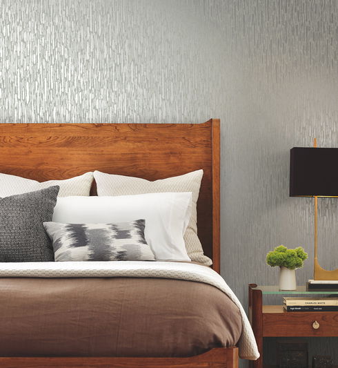 Metallic Cascade Pale Green & Silver Wallpaper