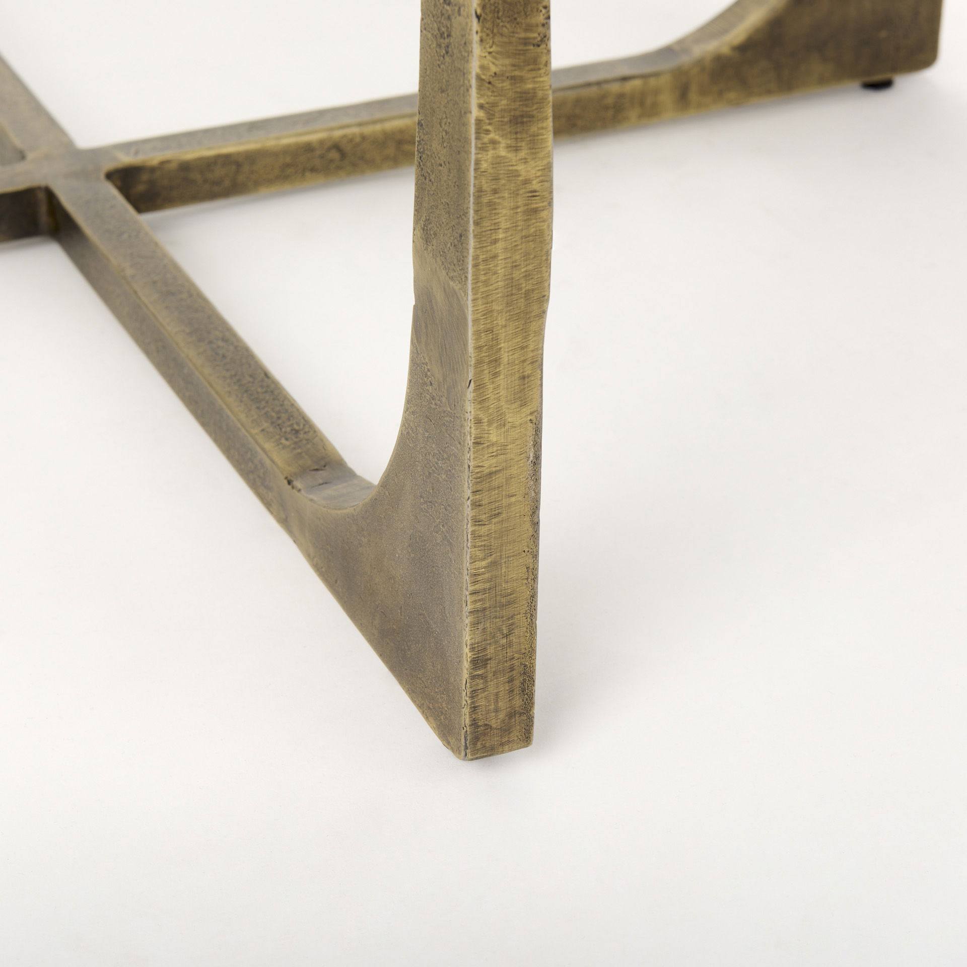 Atticus Marble and Antiqued Gold Metal Coffee Table, by Mercana, 34" length x 34" width x 16.25" height View 9