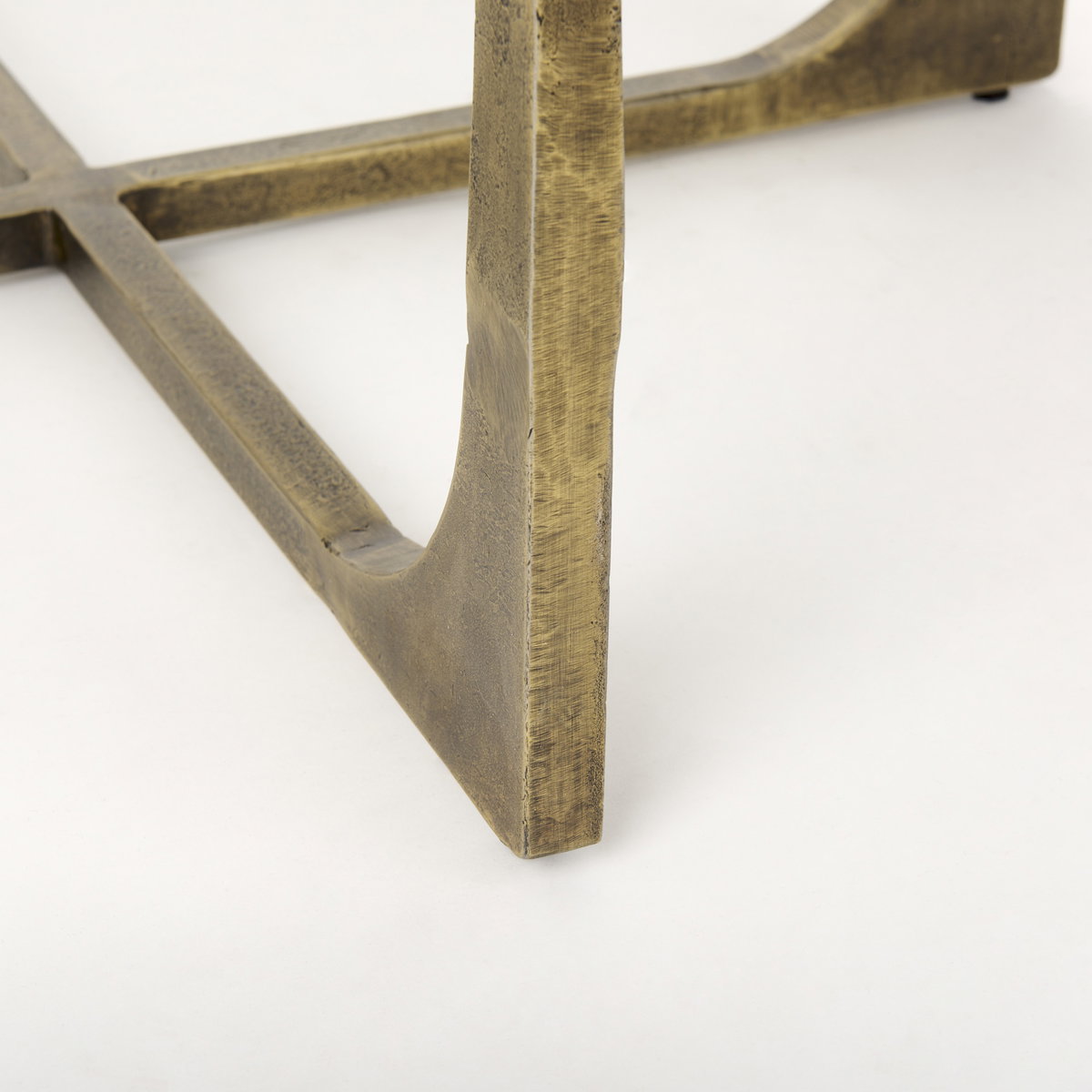 Atticus Marble and Antiqued Gold Metal Coffee Table, by Mercana, 34" length x 34" width x 16.25" height View 9