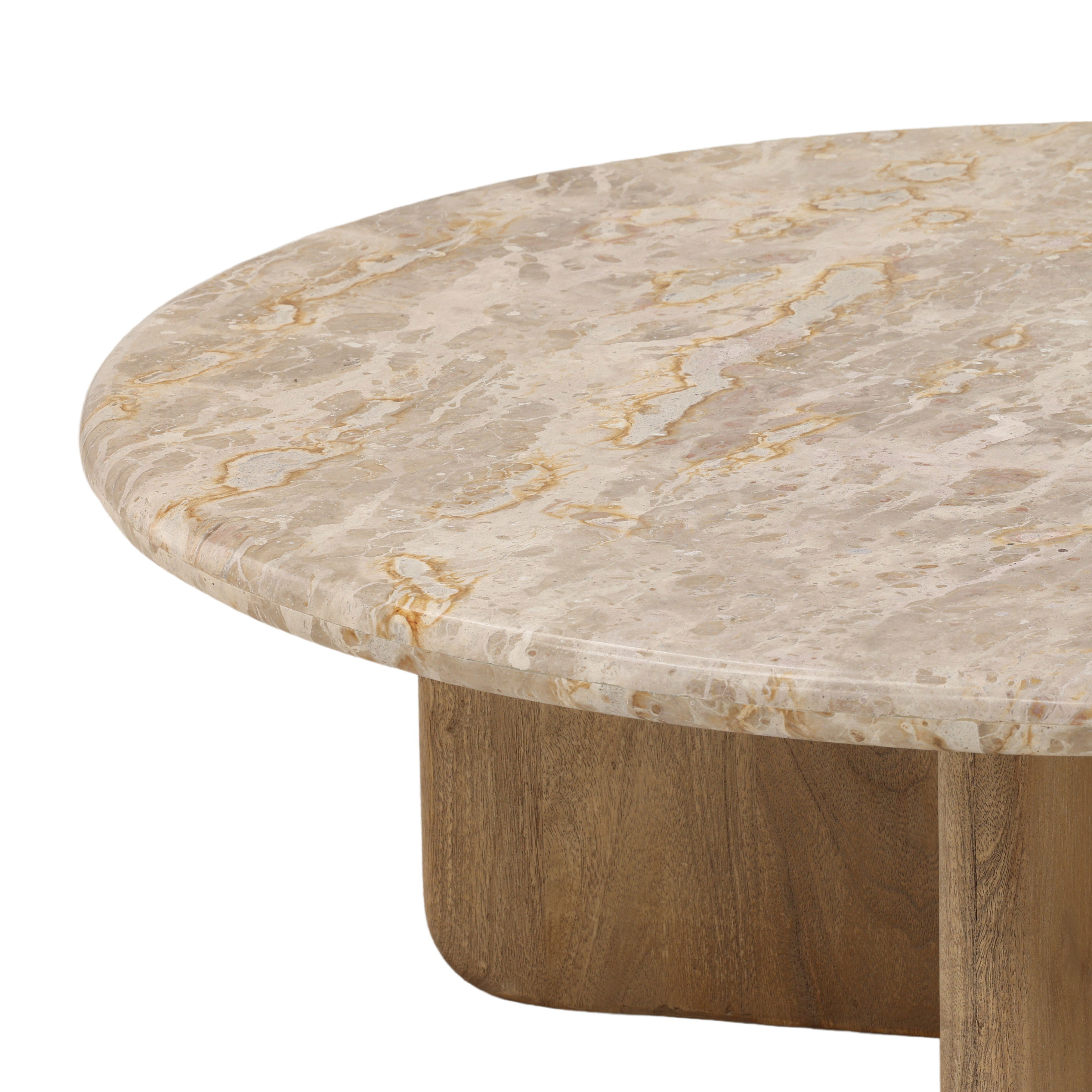 Layna Coffee Table Beige, by Dovetail, 48" width x 16" height x 48" diameter x 48" depth View 3