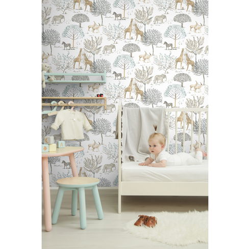 On the Savanna Neutral Wallpaper