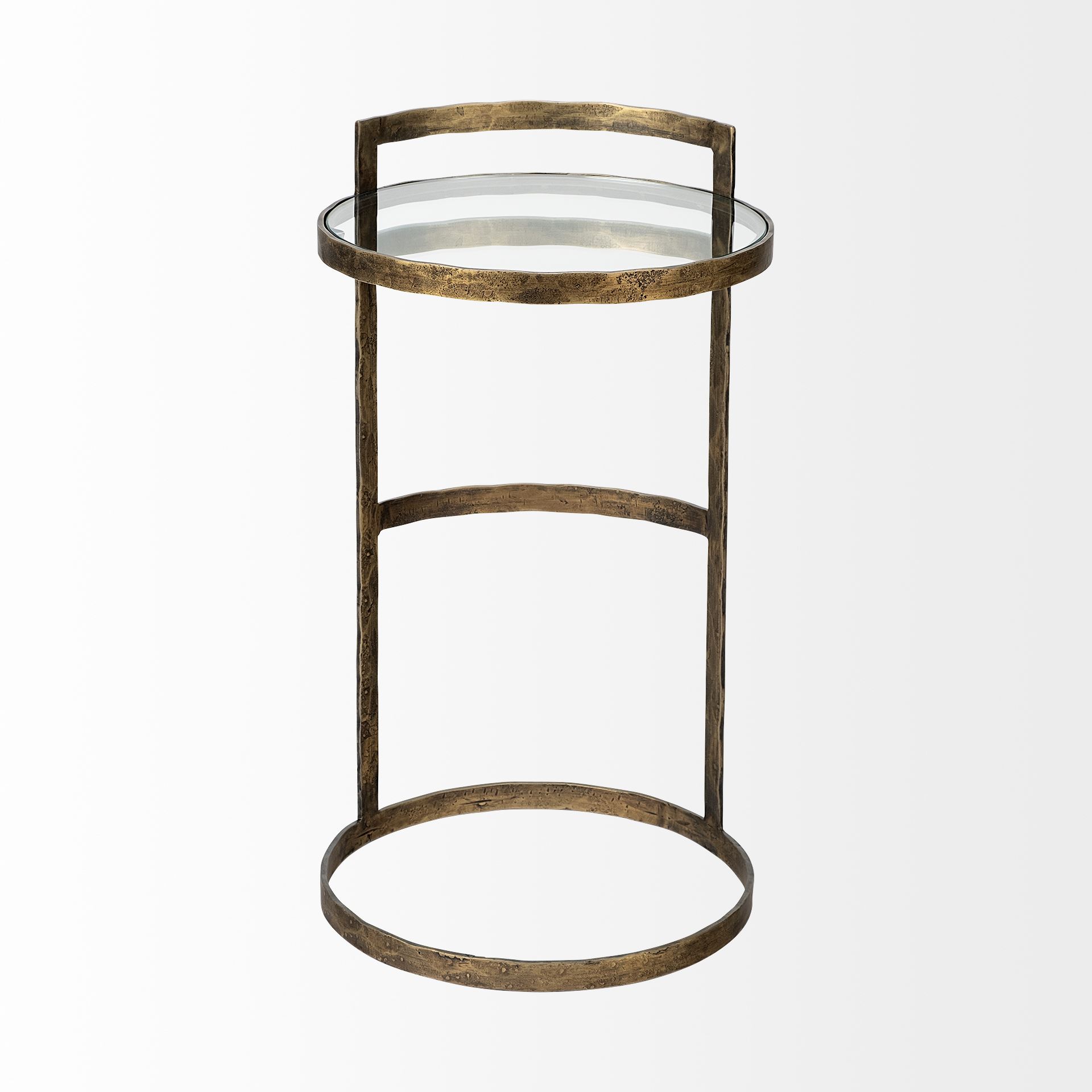 Reimer 15L x 15W Gold Round Glass Top with Metal Frame Accent Table large image 