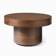 Online Designer Combined Living/Dining Volume Pedestal 30" Coffee Table, Cool Walnut