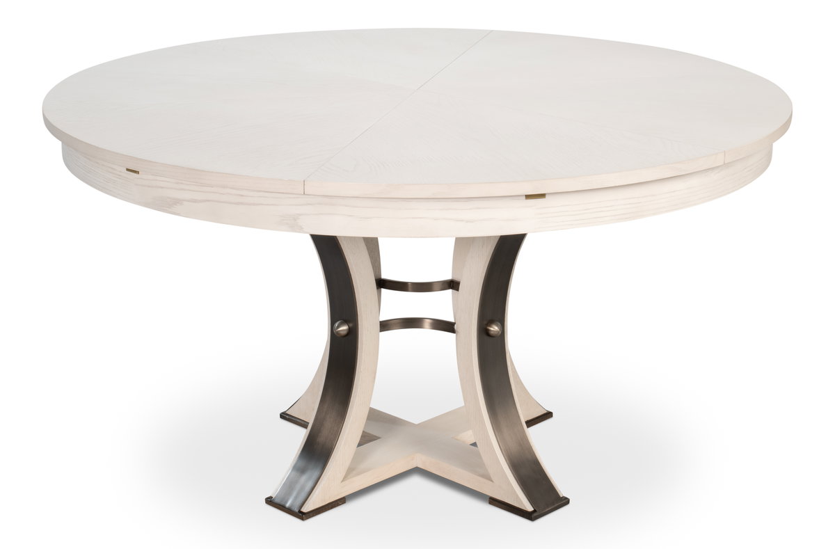 Tower Jupe Dining Table Med Working Wht, by Sarreid, 4'7" length x 4'7" width x 2'6" height View 1