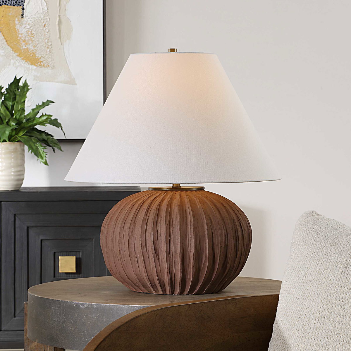 Keoghan Terracotta Table Lamp, by Uttermost, 20" width x 22" height x 20" depth View 2