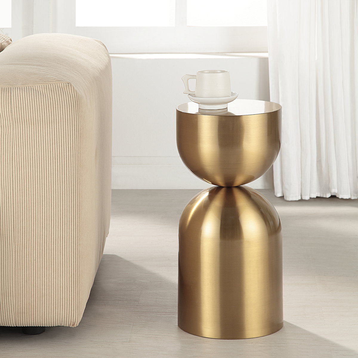 Golden Vessel Modern Accent Table, Side & End Table by Uttermost, 10" width x 22" height x 10" depth View 2