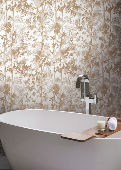 Shimmering Foliage White & Gold Wallpaper