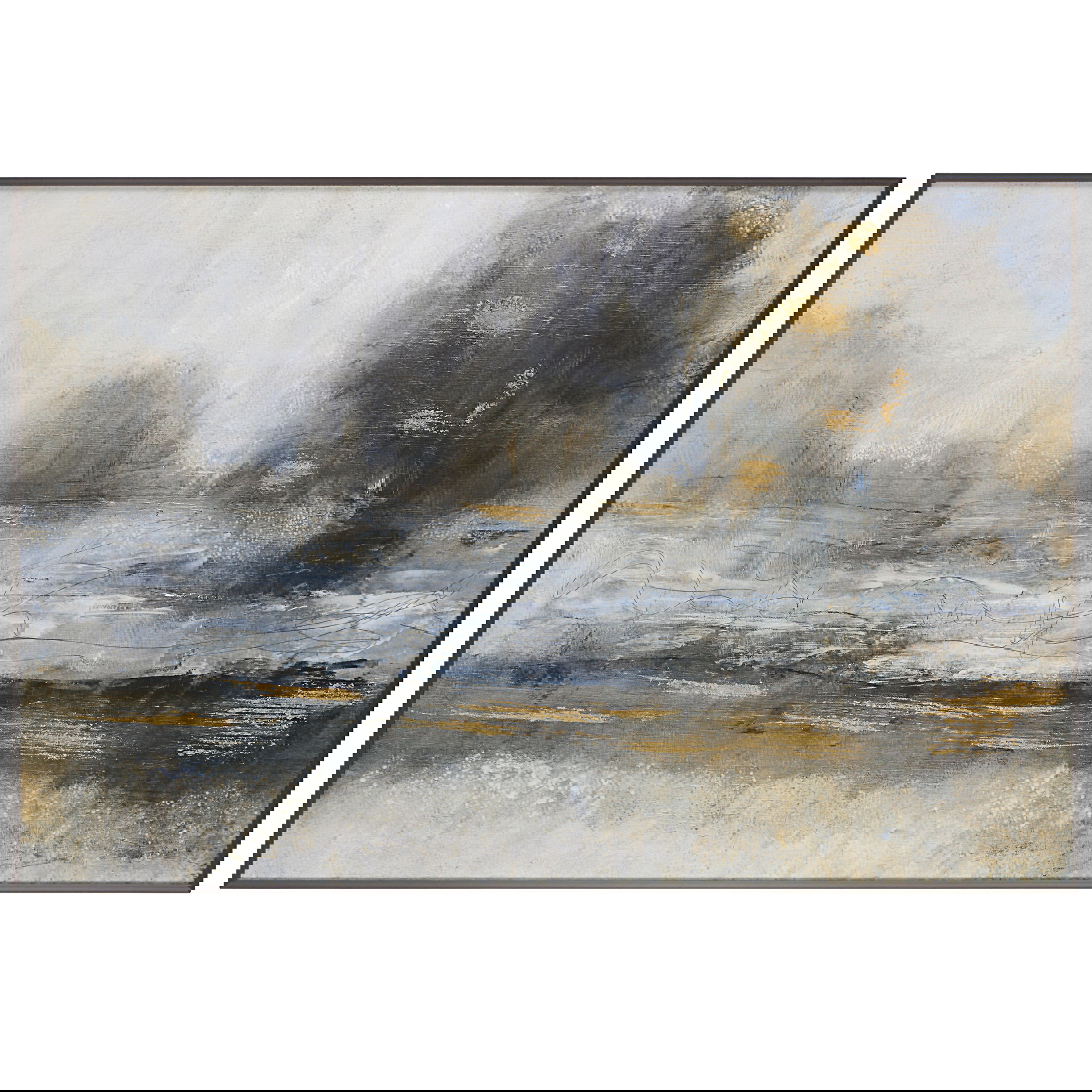 Gilt Misty Landscape Framed Print, Painting by Uttermost, 48.25" width x 32.25" height x 1.57" depth View 1