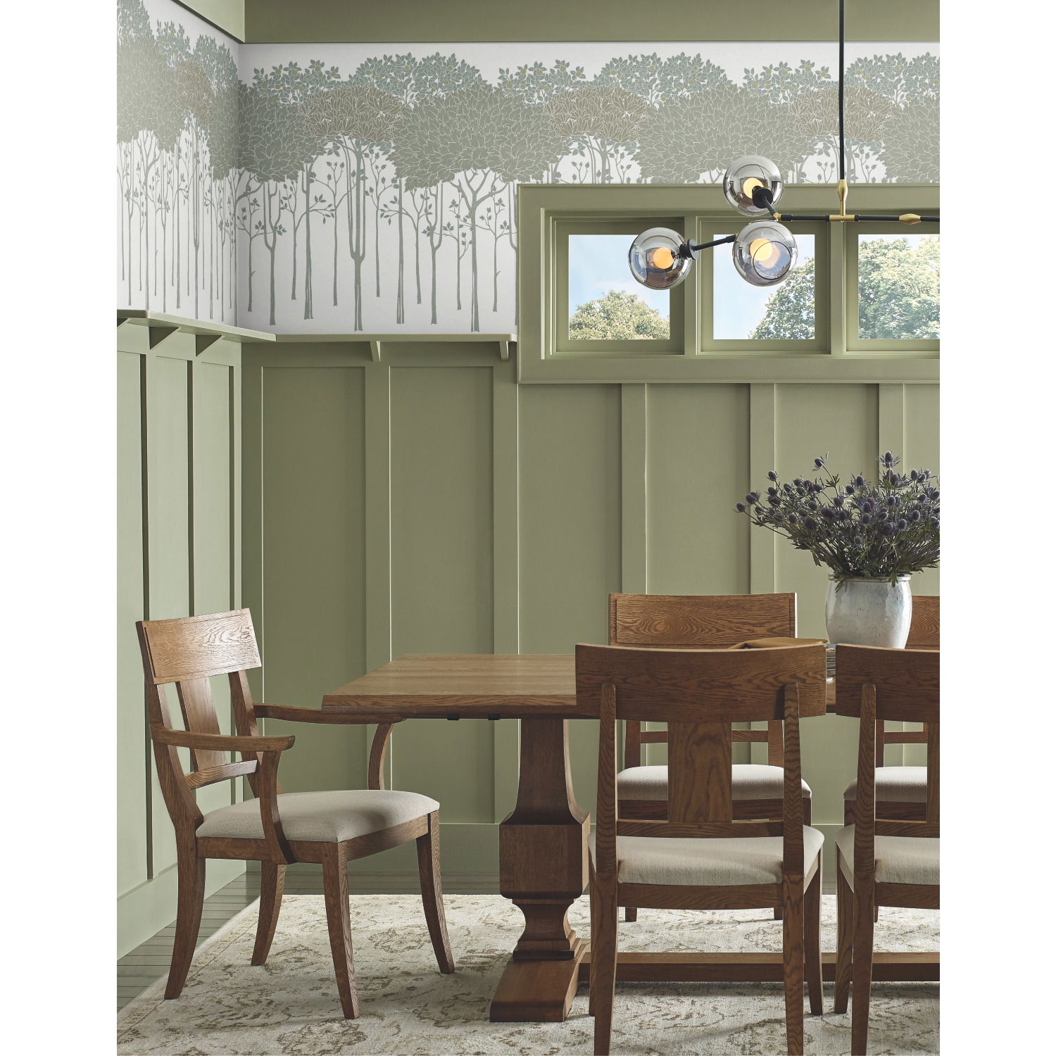 Oakwood Grove White Wallpaper large image 