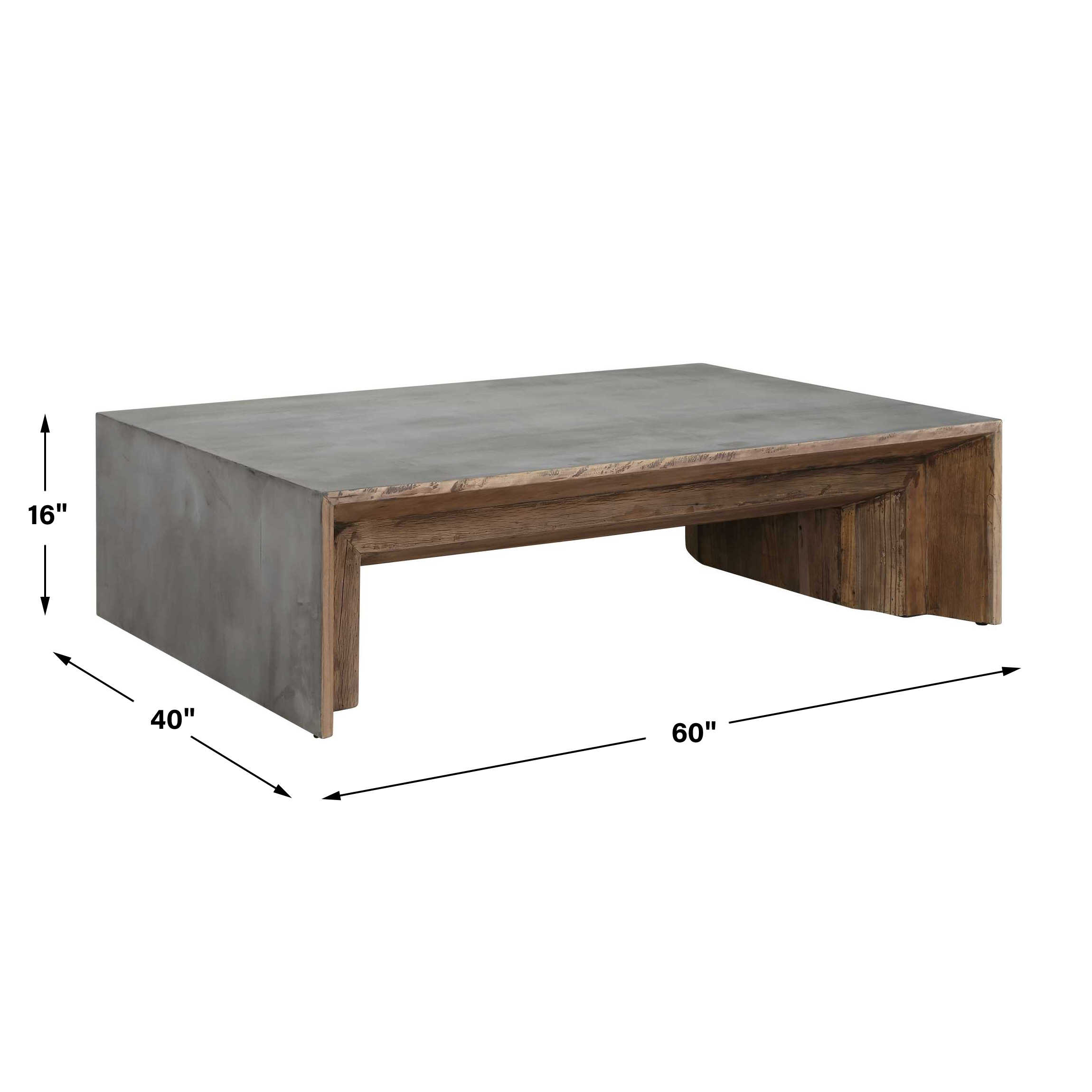Vail Gray Elm Coffee Table, Furniture by Uttermost, 60" width x 16" height x 40" depth View 3