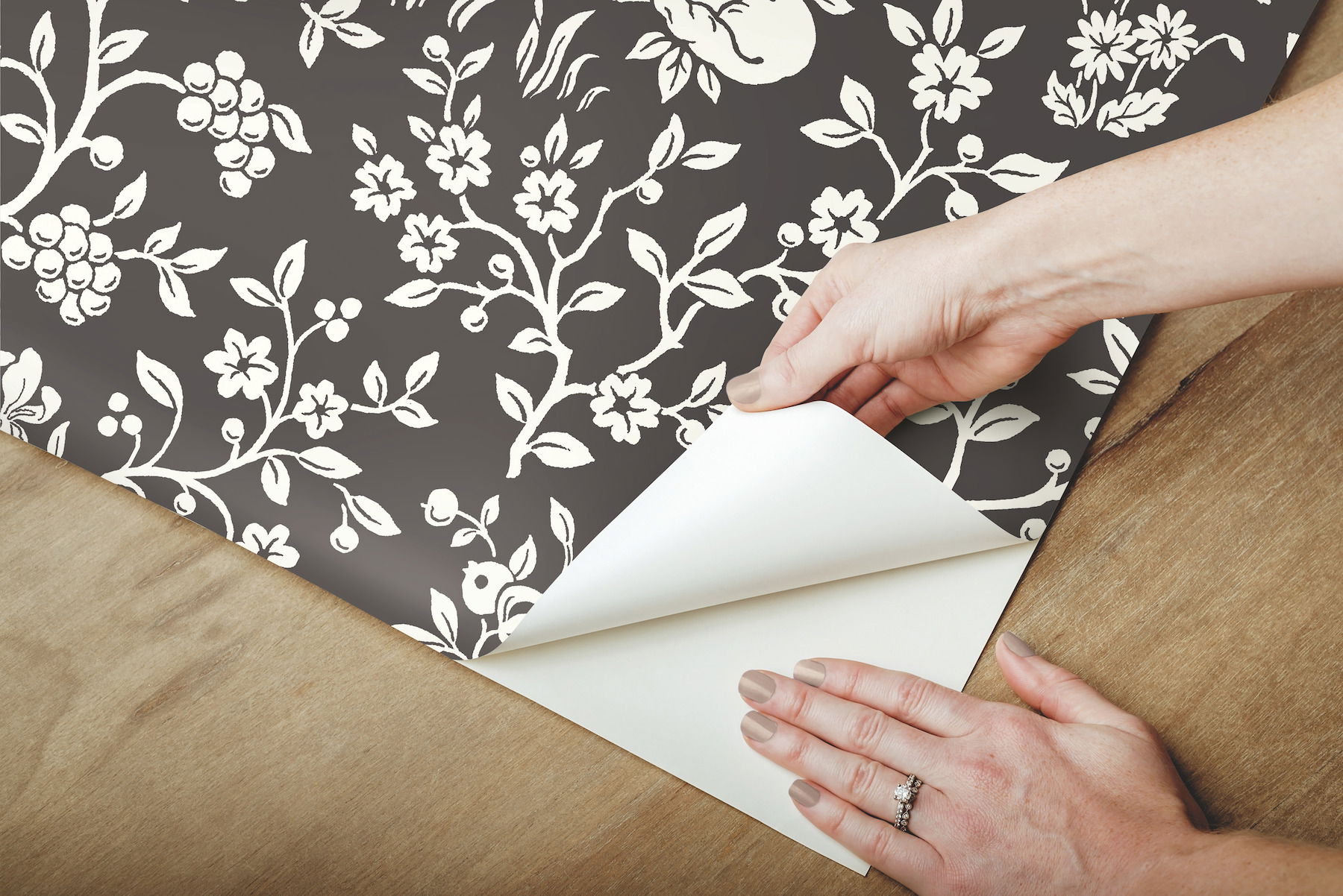 Magnolia Home Fox & Hare Black Peel & Stick Wallpaper large image 