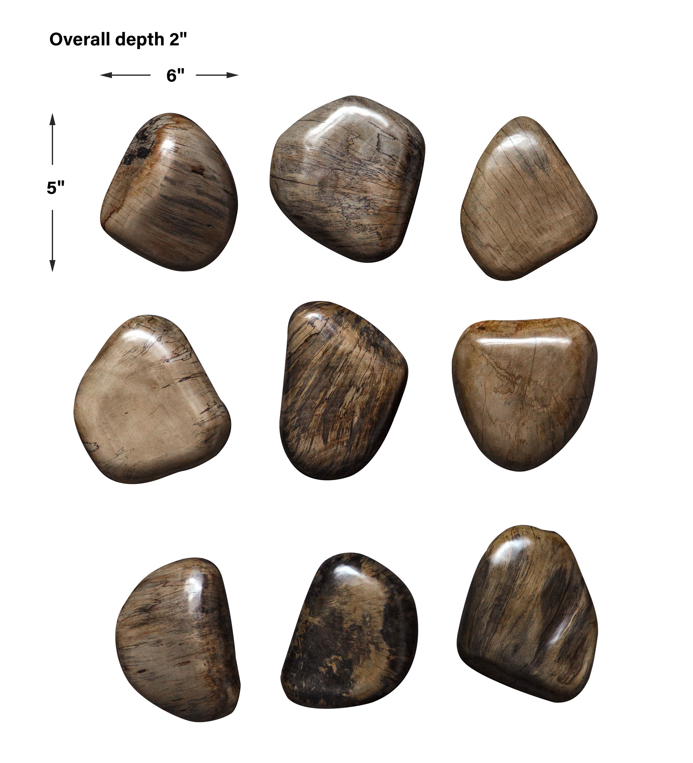 Pebbles Walnut Wood Wall Décor Set/9, Sculptural Wall Art by Uttermost, 6" width x 5" height x 2" depth View 3