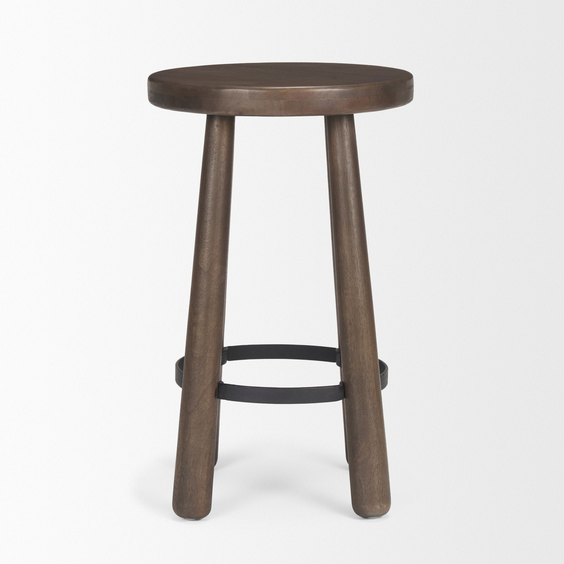Weldon Dark Brown Wood with Matte Black Metal Counter Stool, Counter & Bar Stool by Mercana, 16" length x 16" width x 26" height View 5