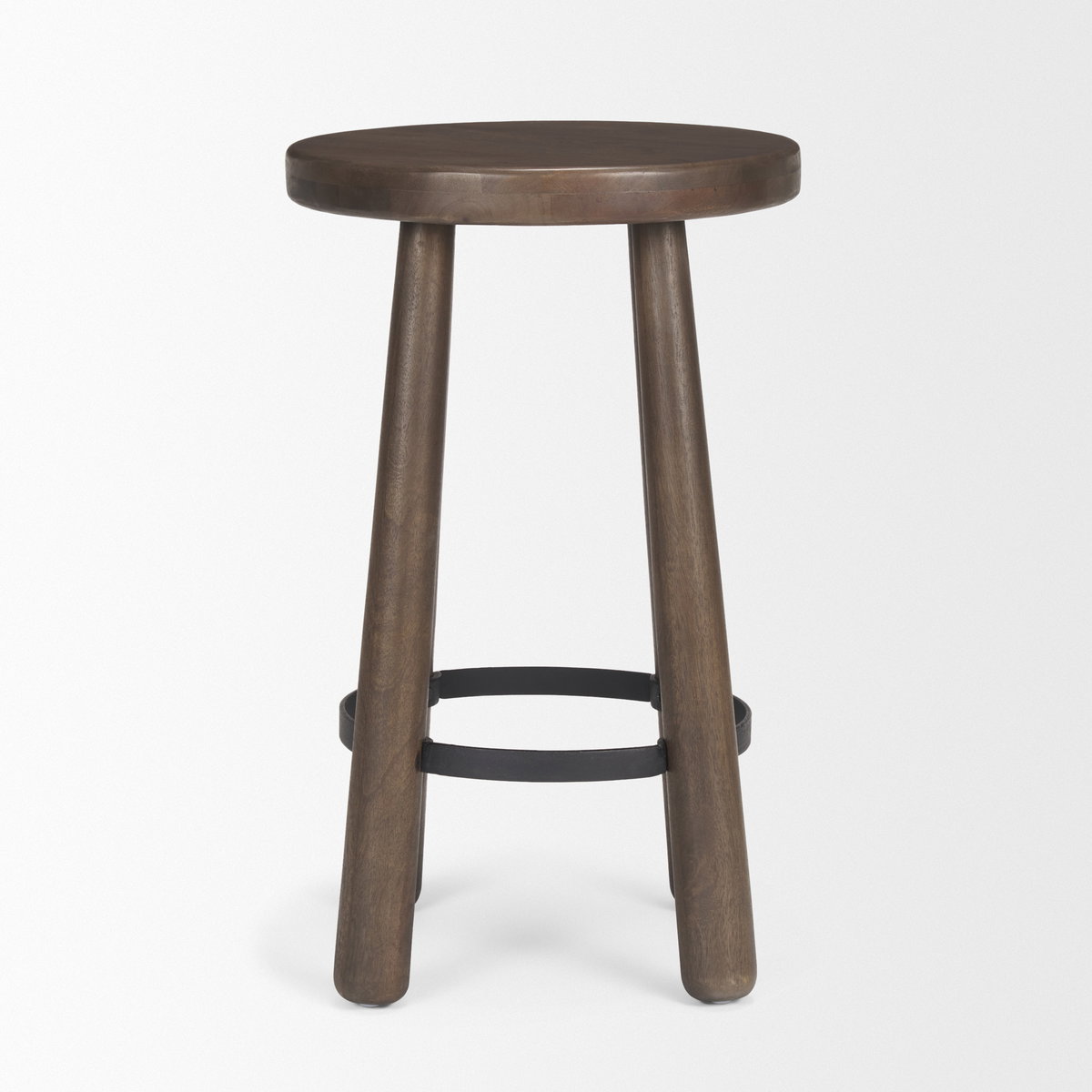 Weldon Dark Brown Wood with Matte Black Metal Counter Stool, Counter & Bar Stool by Mercana, 16" length x 16" width x 26" height View 6