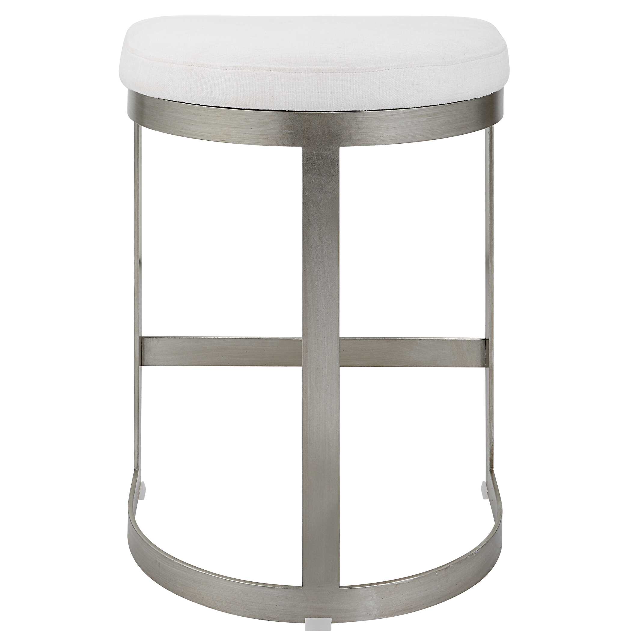 Ivanna Backless Silver Counter Stool, Furniture by Uttermost, 18" width x 26" height x 14.5" depth View 7