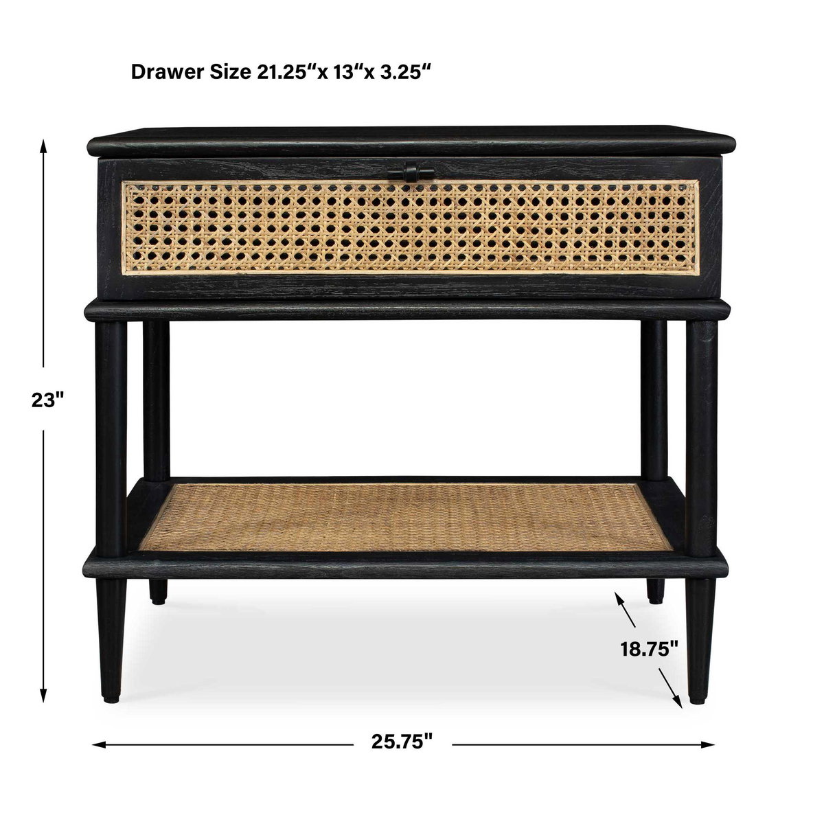 Coast Black Rattan Side Table, Side & End Table by Uttermost, 25.75" width x 23" height x 18.75" depth View 3