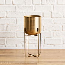 Online Designer Home/Small Office Spun Metal Standing Planter, Medium, 7.25"D x 16.5"H, Antique Brass