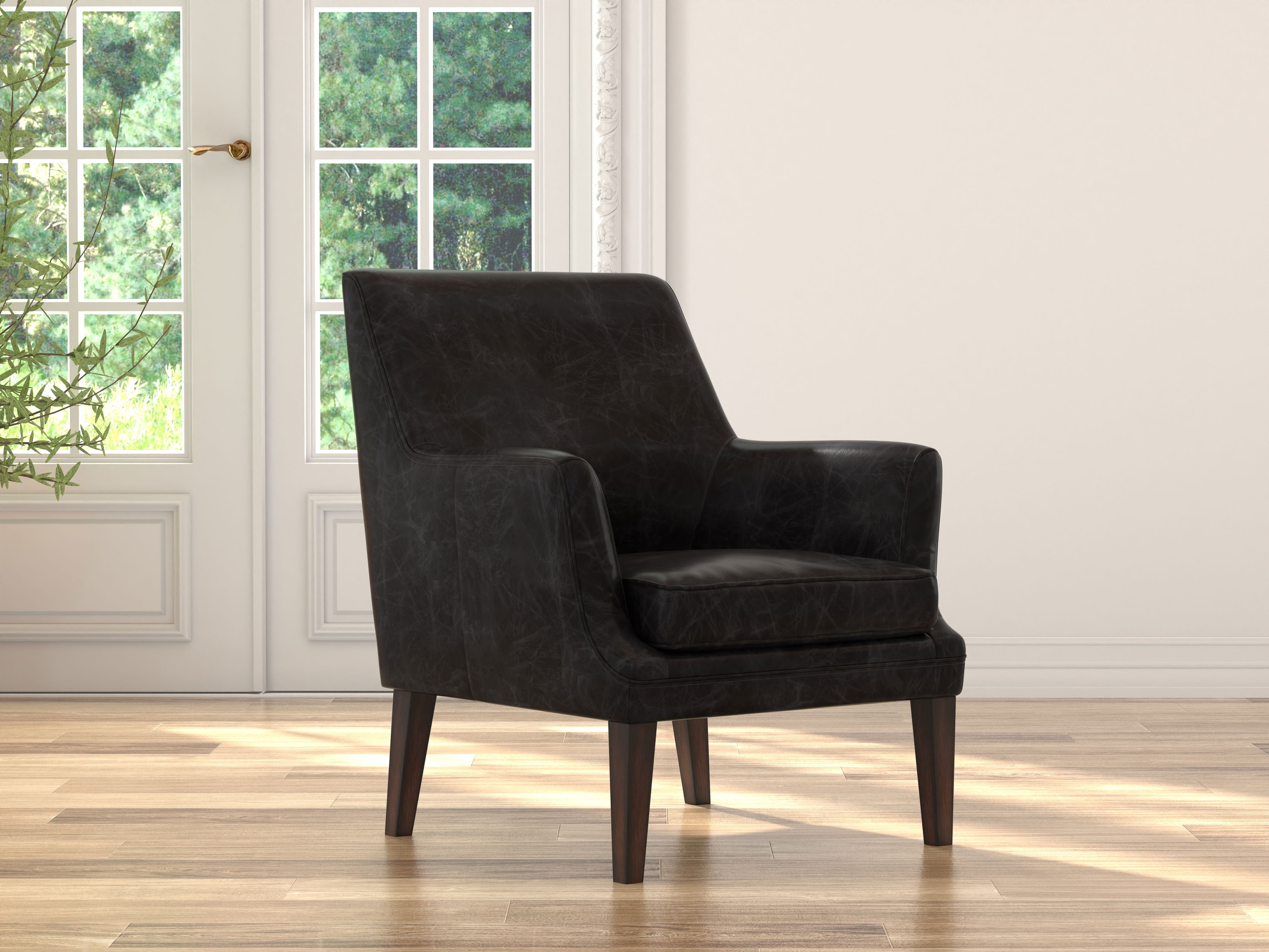 Royalton Distilled Leather Chair,Blk large image 