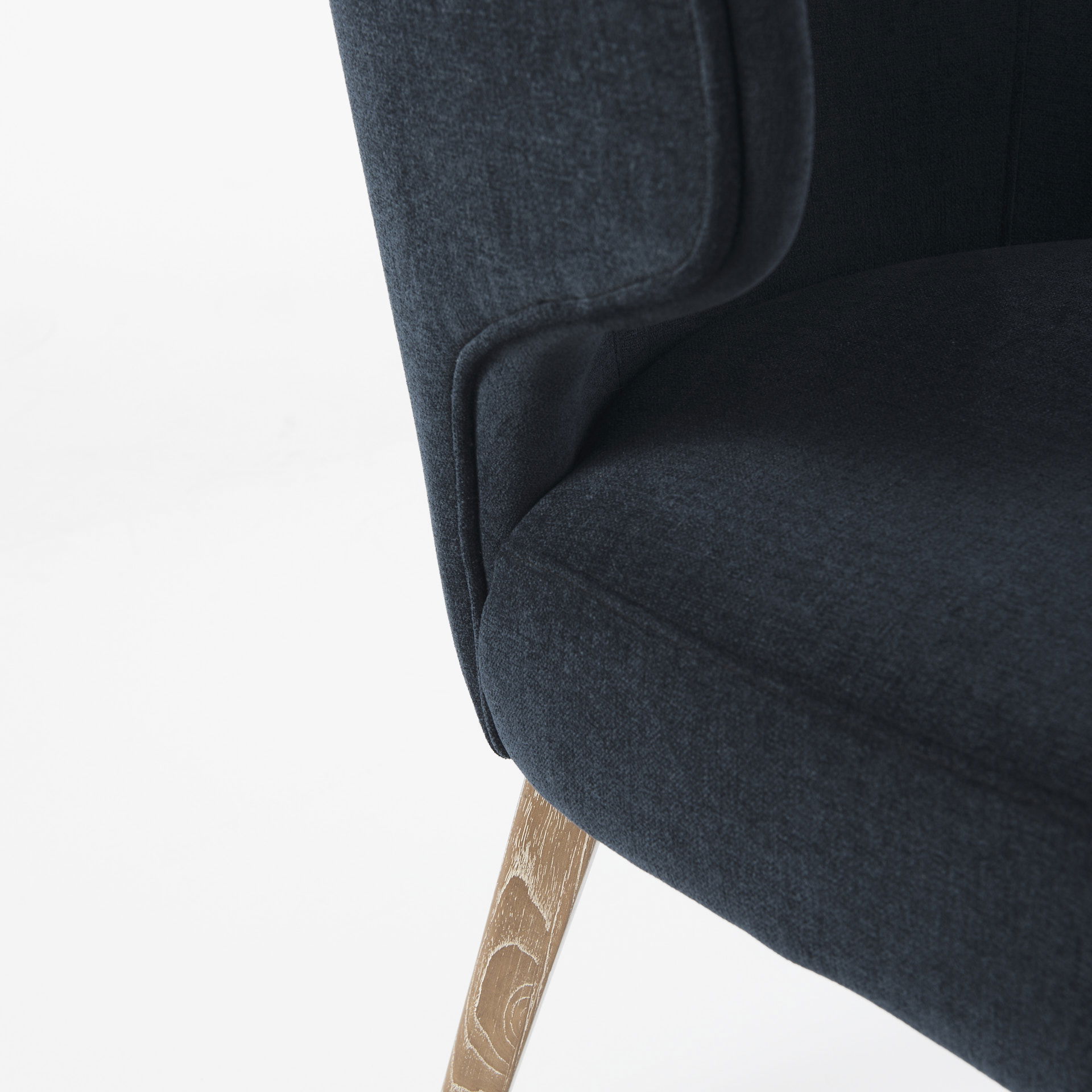 Niles 23.5L x 24.0W x 32.0H Navy Fabric Seat with Medium Brown Wooden Legs Wingback Dining Chair large image 
