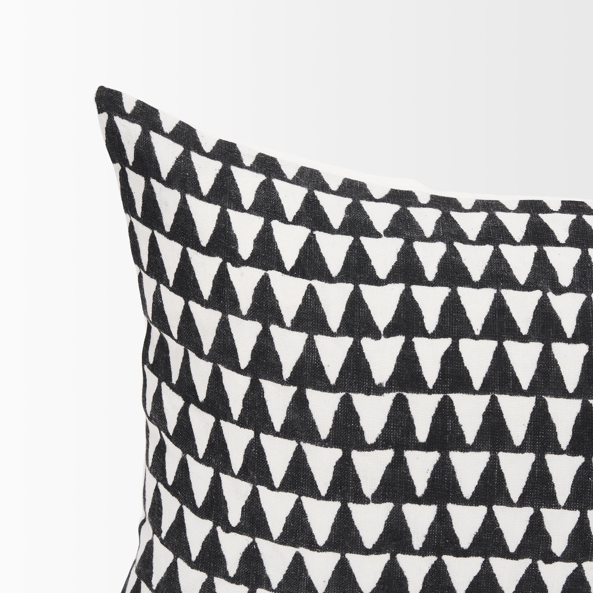 Jolie Cream with Black Print Linen Lumbar Decorative Pillow Cover, by Mercana, 14" length x 26" width x 0.2" height View 6