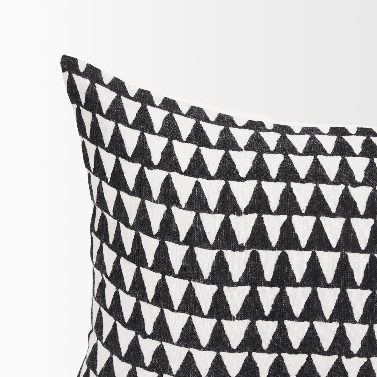 Jolie Cream with Black Print Linen Lumbar Pillow Cover, Decorative Pillow by Mercana, 14" length x 26" width x 0.2" height View 6