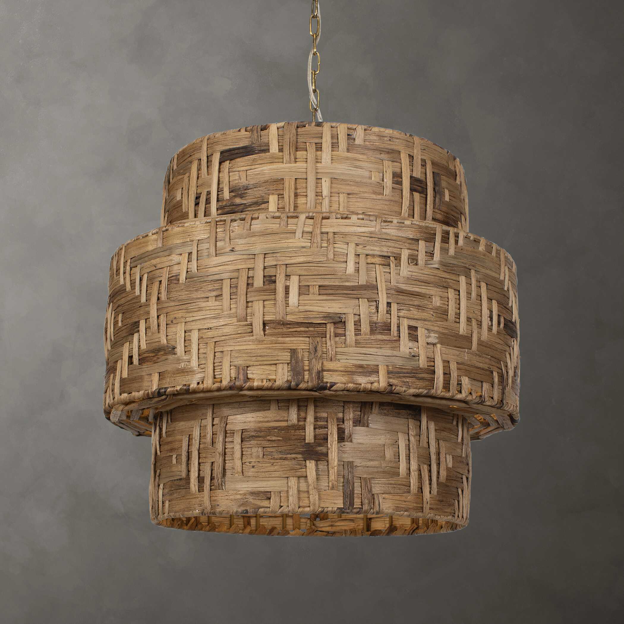 Water Hyacinth 4 Light Woven Pendant large image 
