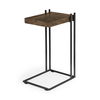 Maddox 16L x 13.5W x 27H Medium Brown Wood with Black Metal C-shaped End/Side Table thumbnail 0