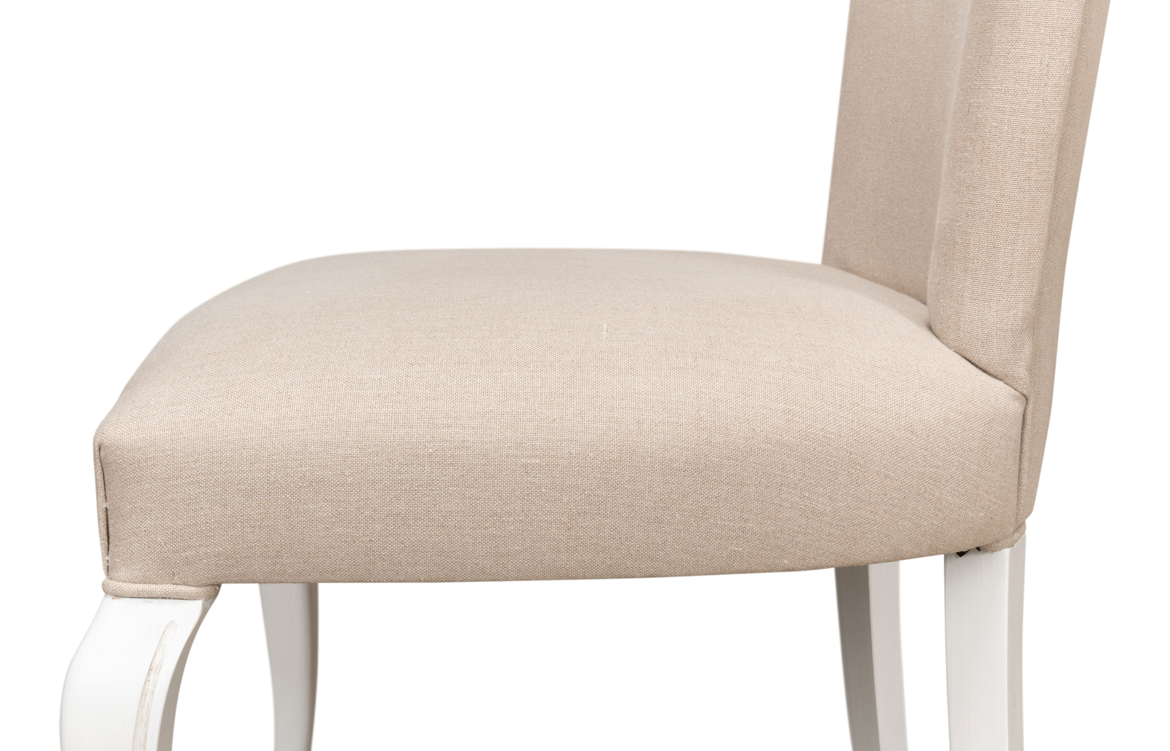Sidechair, Cortina White W/ Linen Flax, Dining Chair by Sarreid, 23" length x 24" width x 39" height View 6