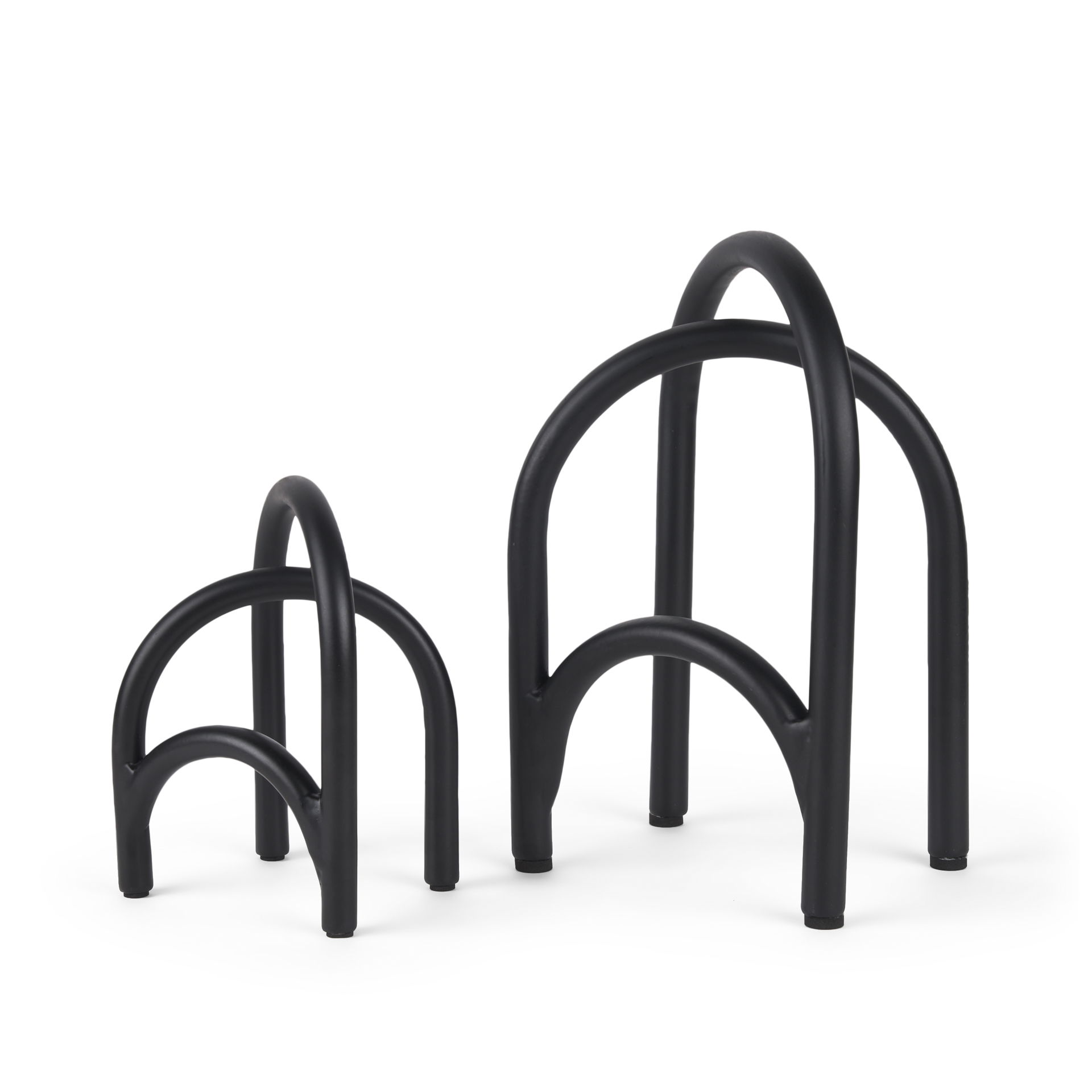 Springe Matte Black Metal Arched Decorative Object (Set of 2) large image 
