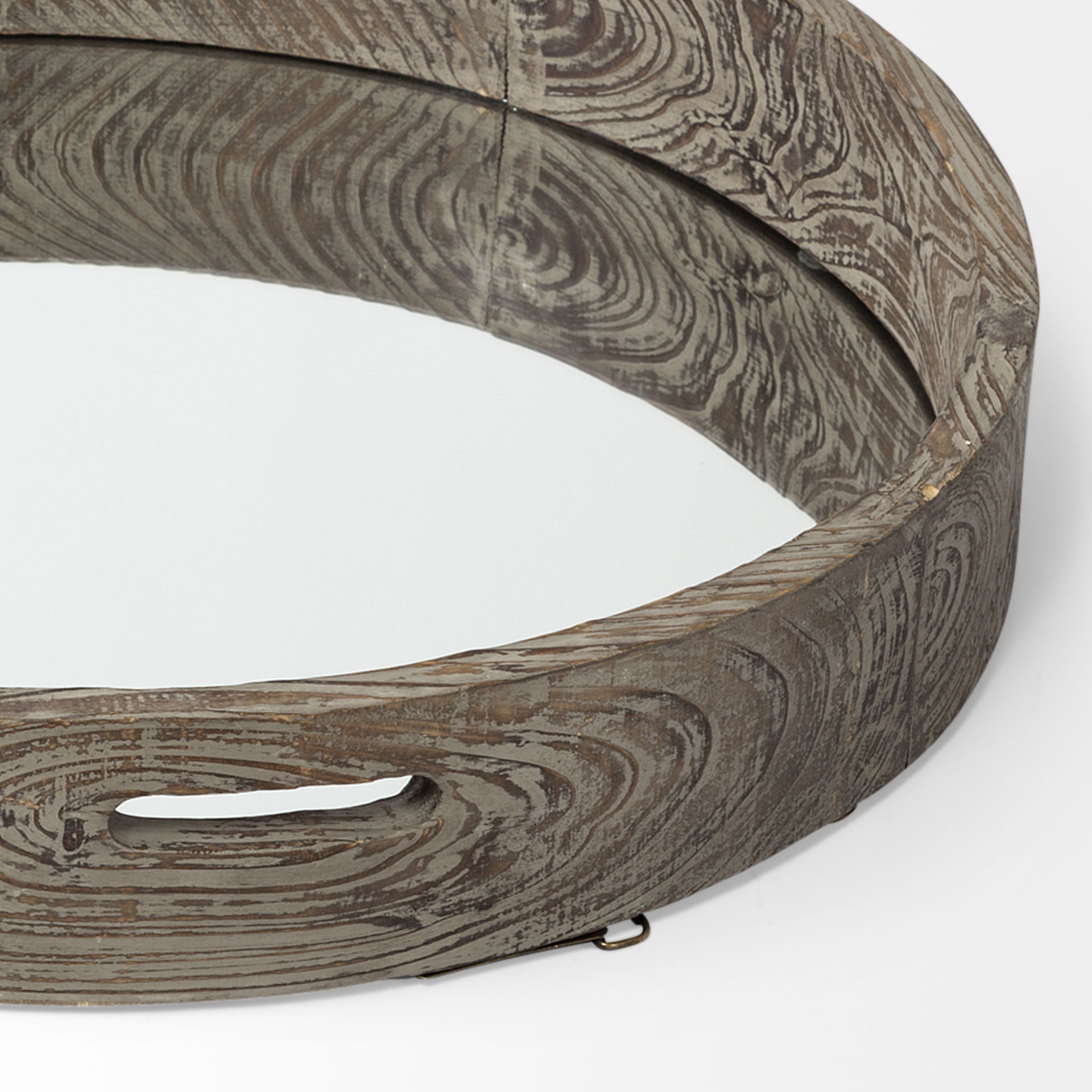 Whittier (Large) 28L x 28W Brown Wooden Mirrored Base Tray, Decorative Tray by Mercana, 27.95" length x 5.02" width x 27.95" height View 6