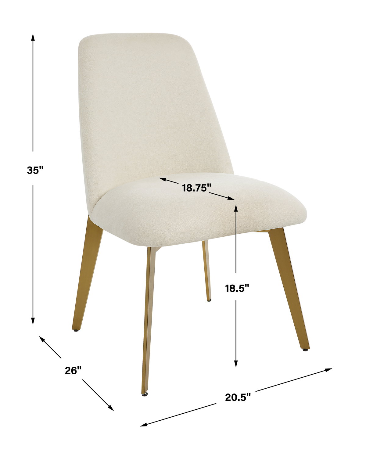 Vantage Off White Fabric Dining Chair, by Uttermost, 20.5" width x 35" height x 26" depth View 3