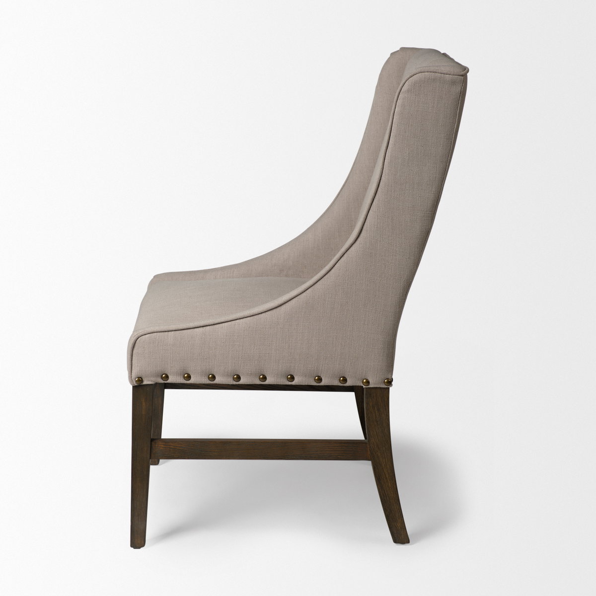 Kensington High-Back Dining Side Chair | Beige Fabric with Wood, Dining Chair by Mercana, 22.25" length x 23.25" width x 39.5" height View 4