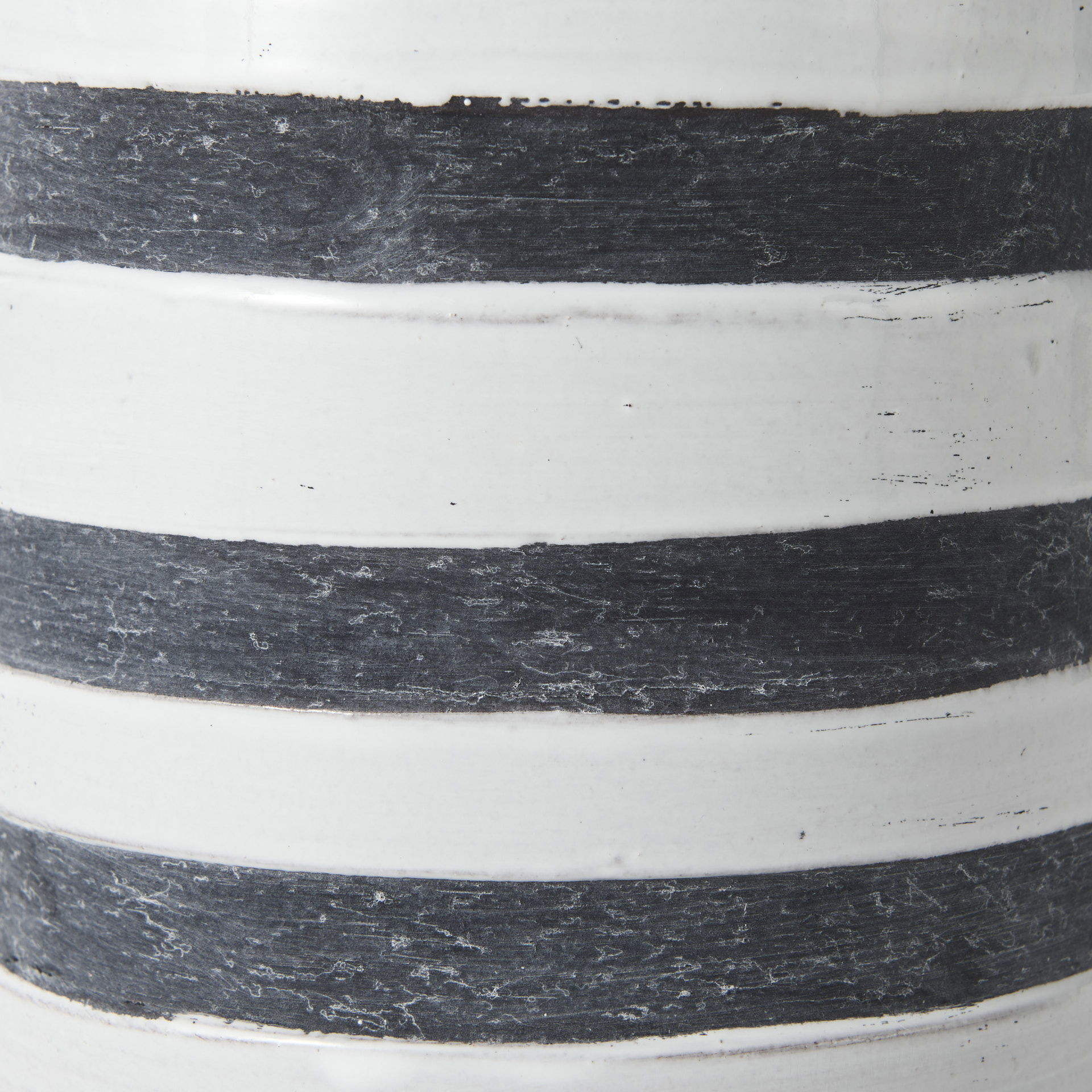 Harmon II  Large White with Charcoal Stripes Ceramic Jug, Decorative Jar by Mercana, 6" length x 7.87" width x 9.06" height View 9