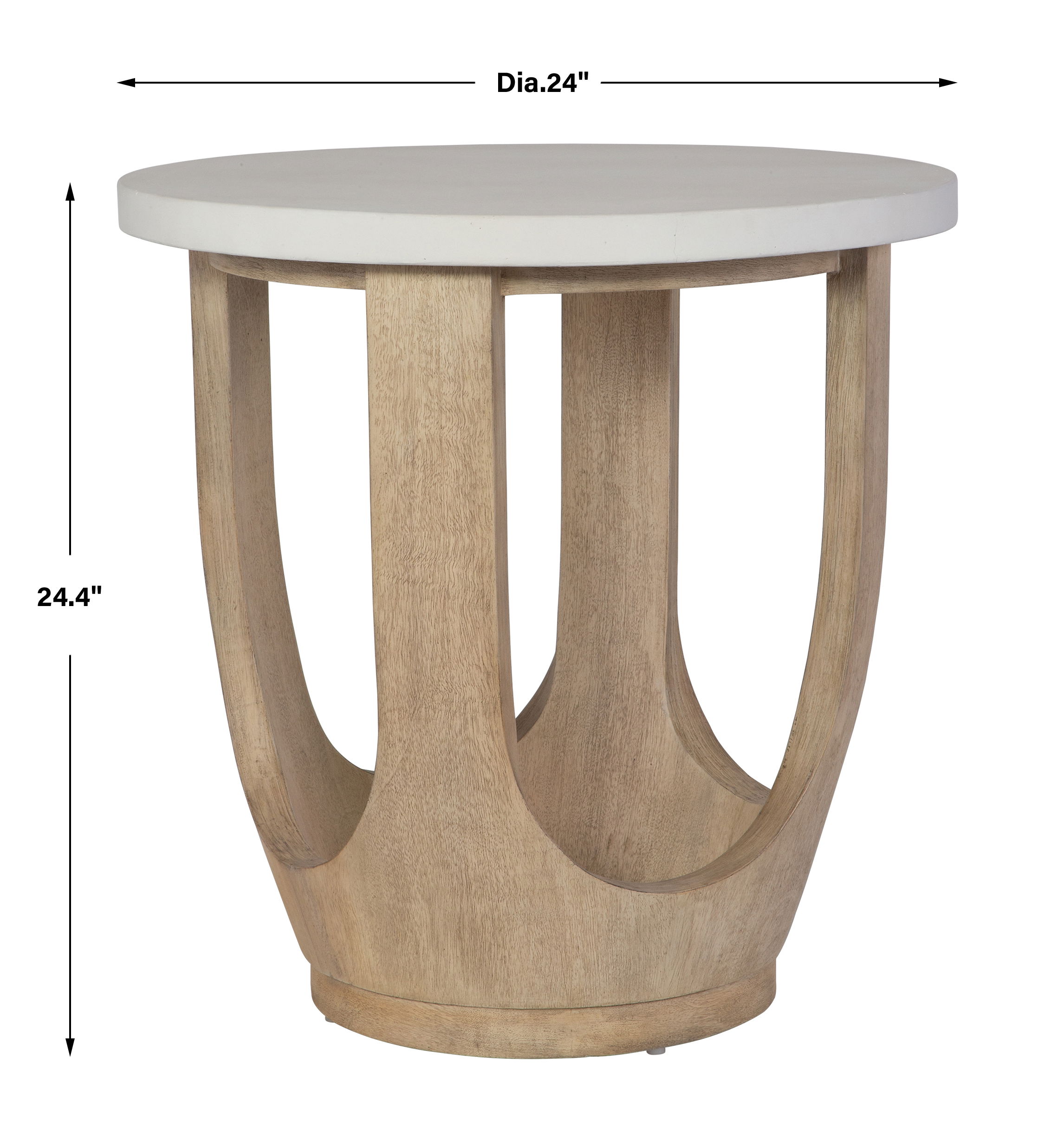 Tatli Stone Top Side Table, Furniture by Uttermost, 24" width x 24.4" height x 24" depth View 3