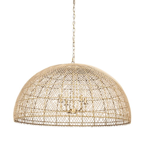Thad 4-Light Natural Woven Rattan Dome Chandelier