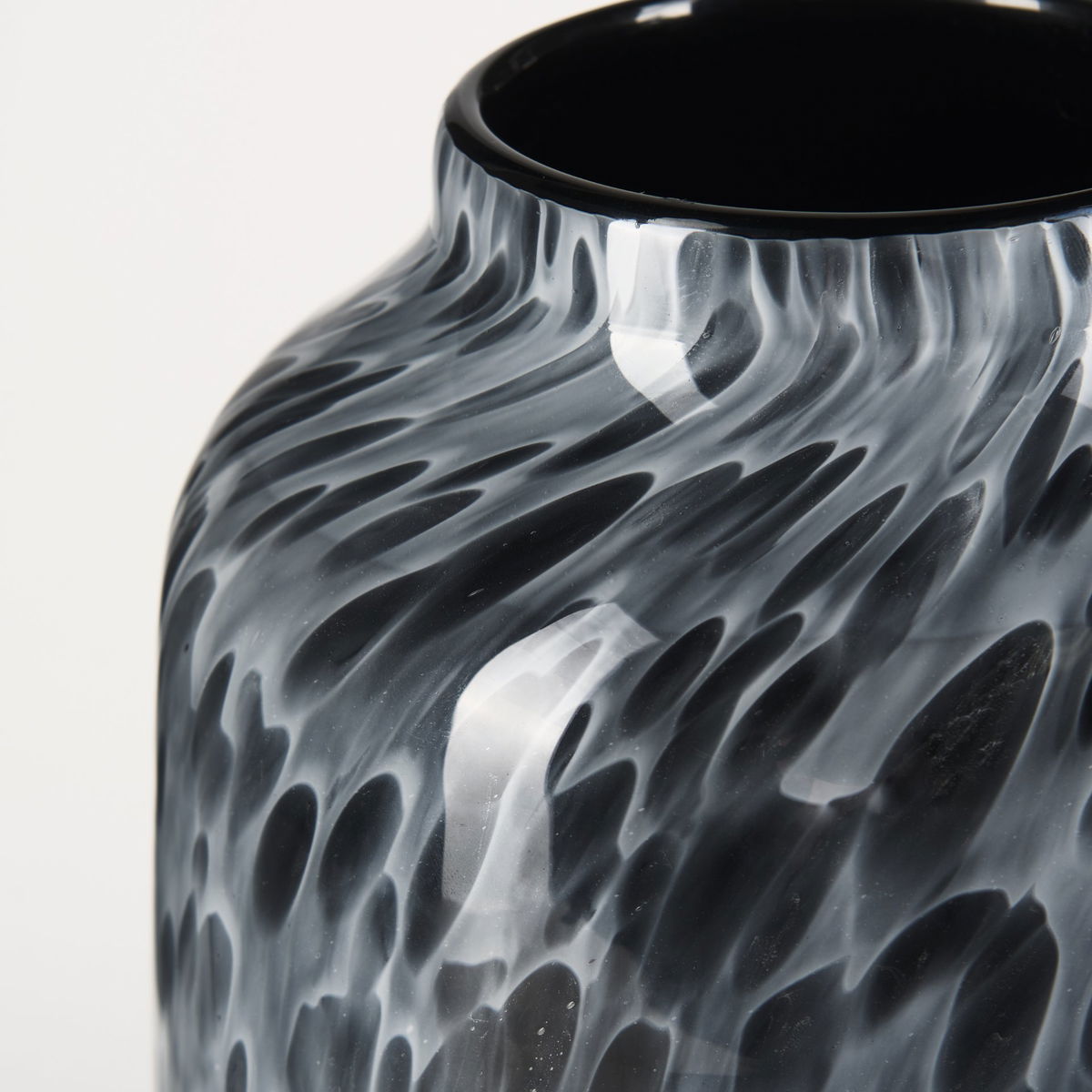 Masai Medium Black Mottled Glass Vase, by Mercana, 6.5" length x 6.5" width x 12.4" height View 8